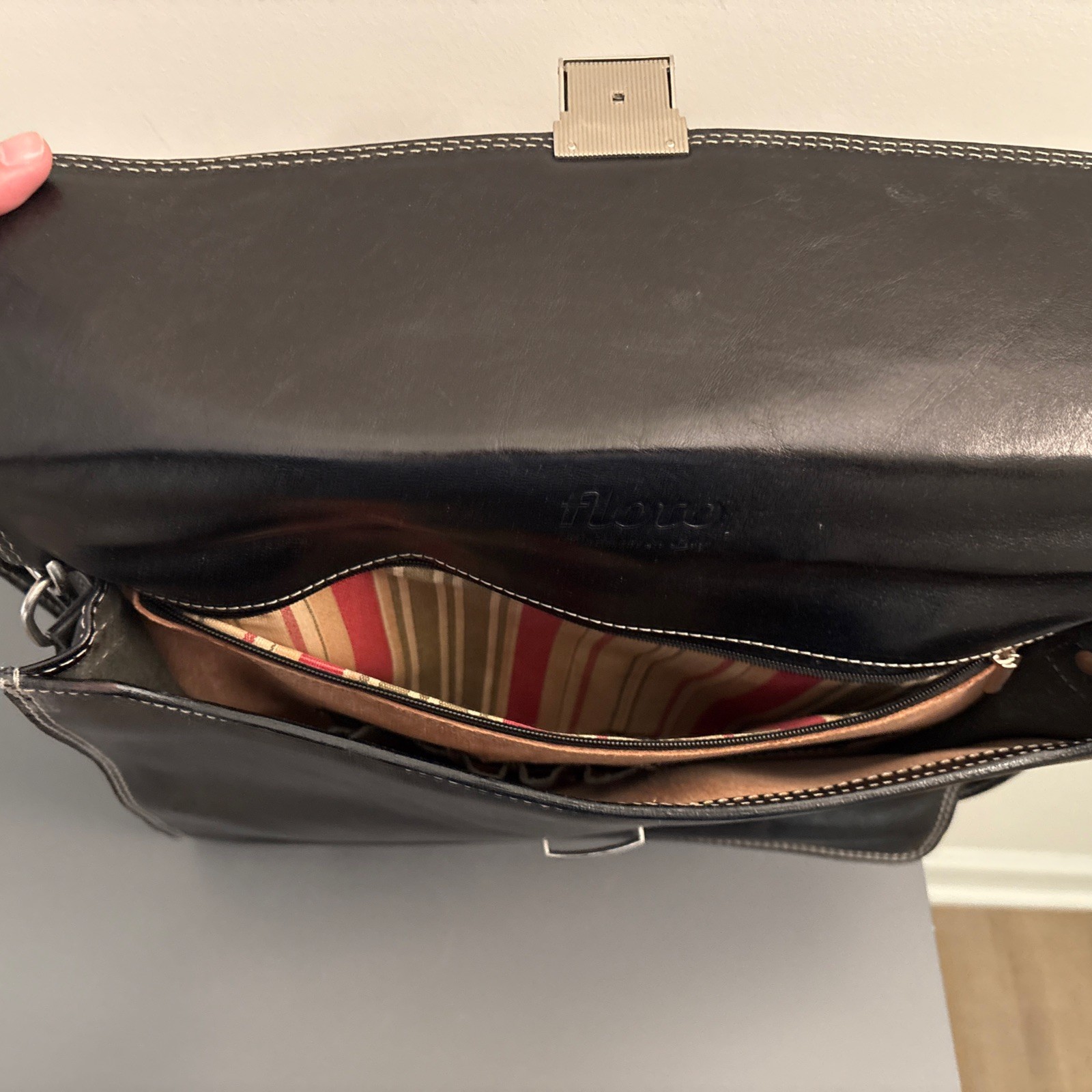 Floto Italian Leather Briefcase with Strap and Lock (no key) Rarely Used