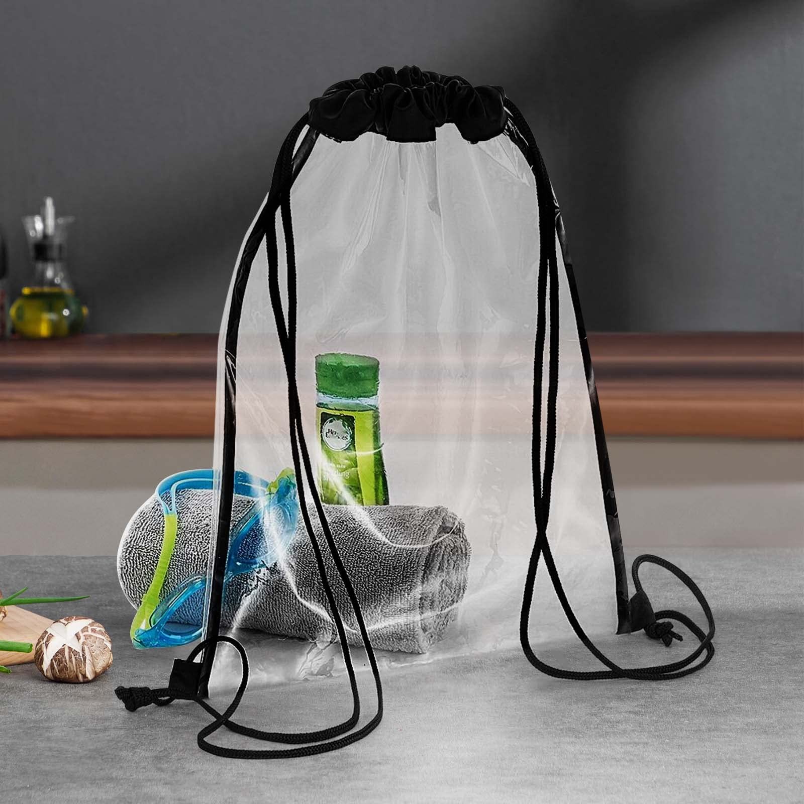 20 Pieces 17 x 13 Inch Clear Drawstring Bag, Plastic Drawstring Backpack Wate…