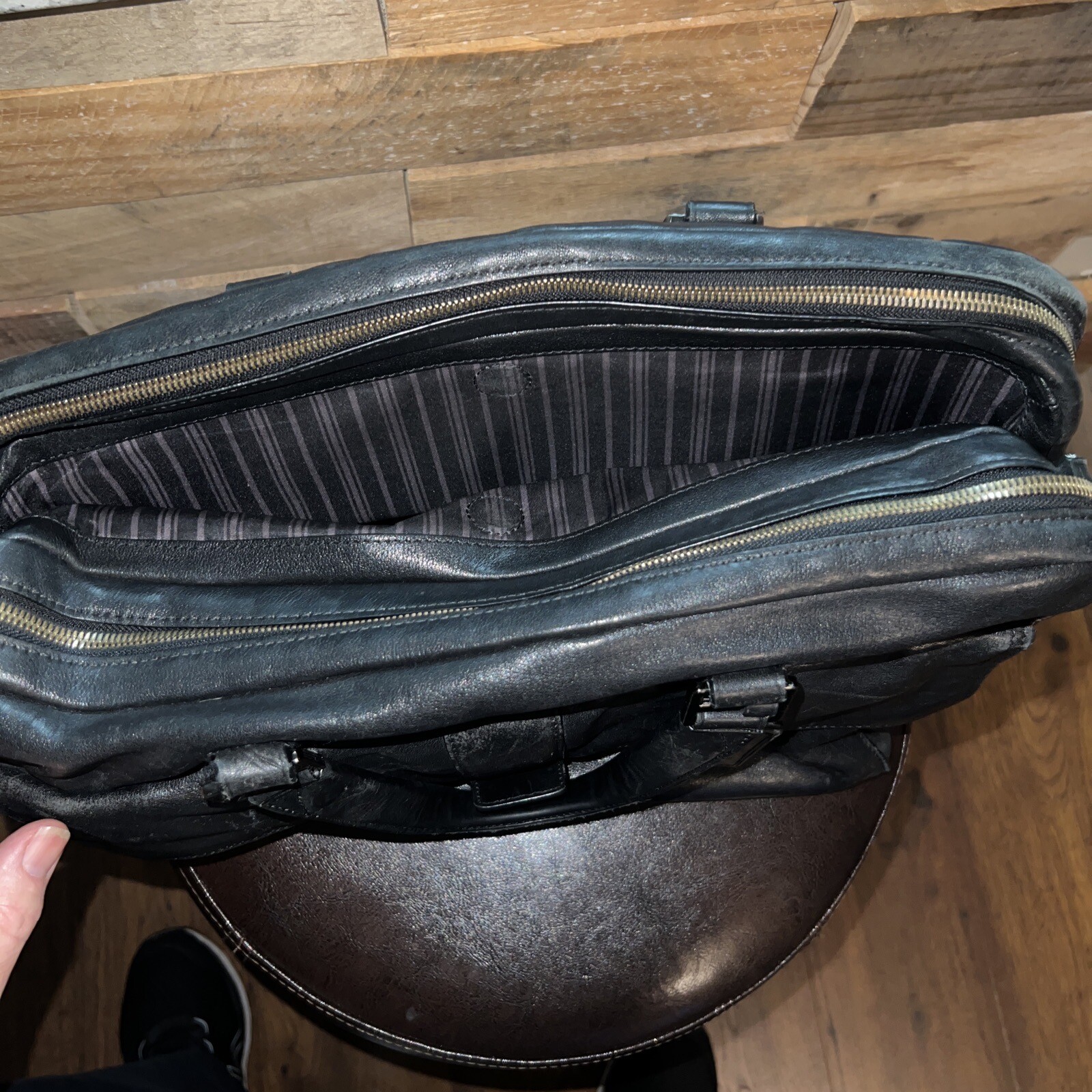 Tumi Beacon Hill Lawyers Briefcase Leather Laptop Bag Black 68560D