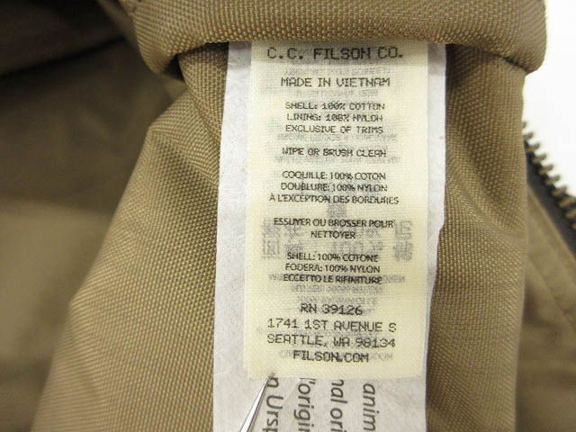 Filson Small Tin Cloth Duffle Bag 2-Way Boston Bag Beige Cotton Nylon