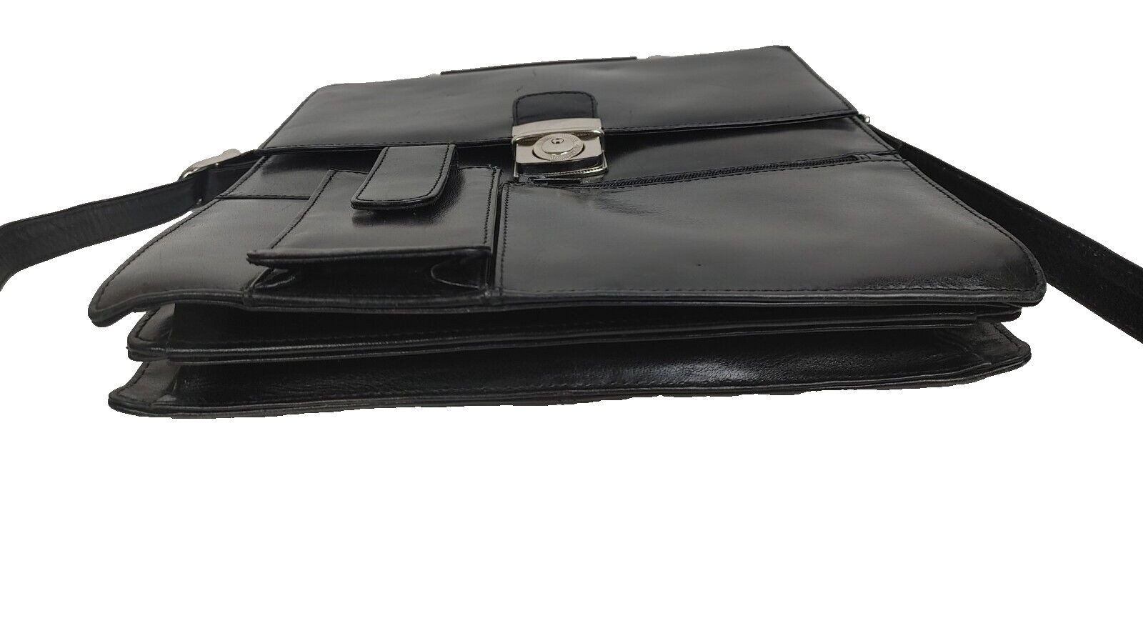Dizengoff Men Genuine Leather Cross Body Shoulder Messenger Bag Small Black
