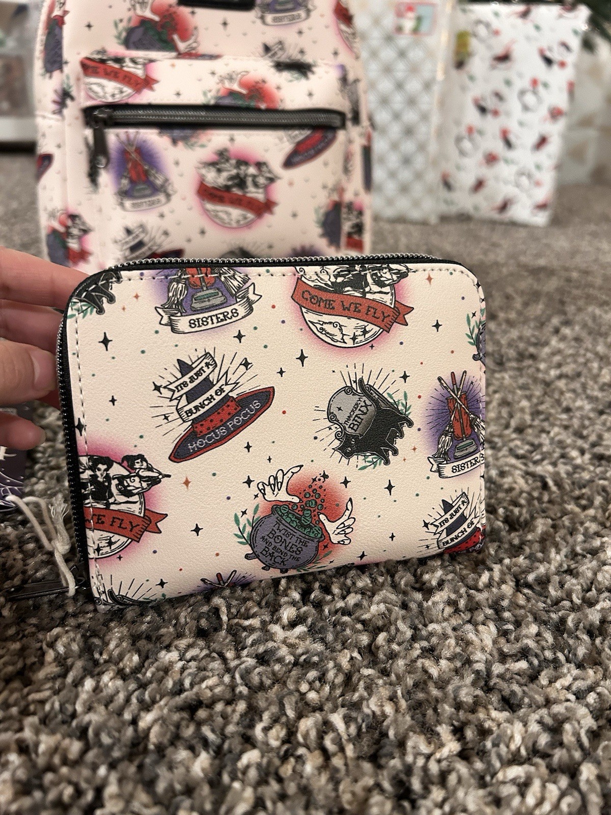 Loungefly Disney Hocus Pocus Tattoo Icons Mini Backpack Wallet Set