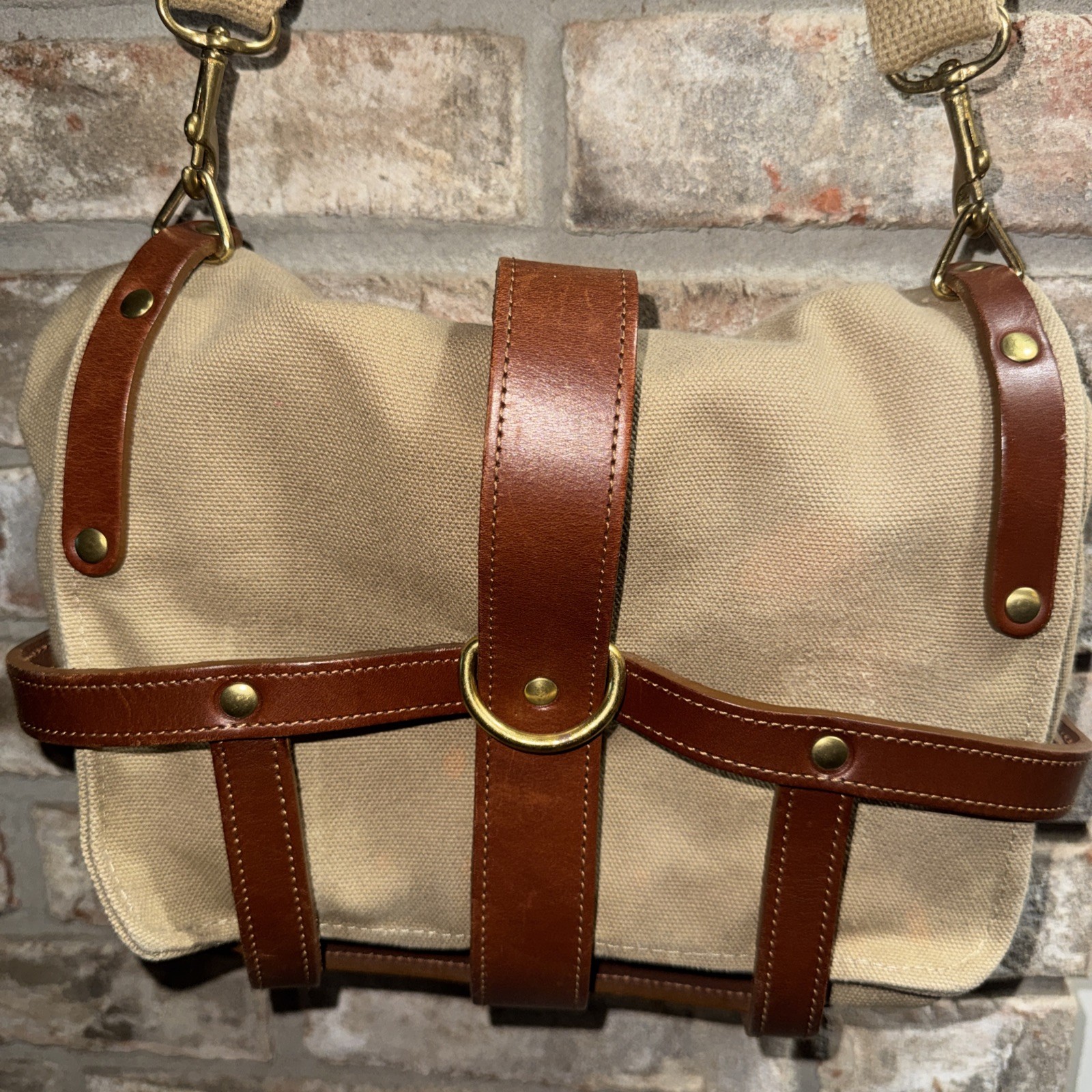 Col Littleton GP No. 1 Canvas & Leather Convertible Backpack Crossbody Field Bag