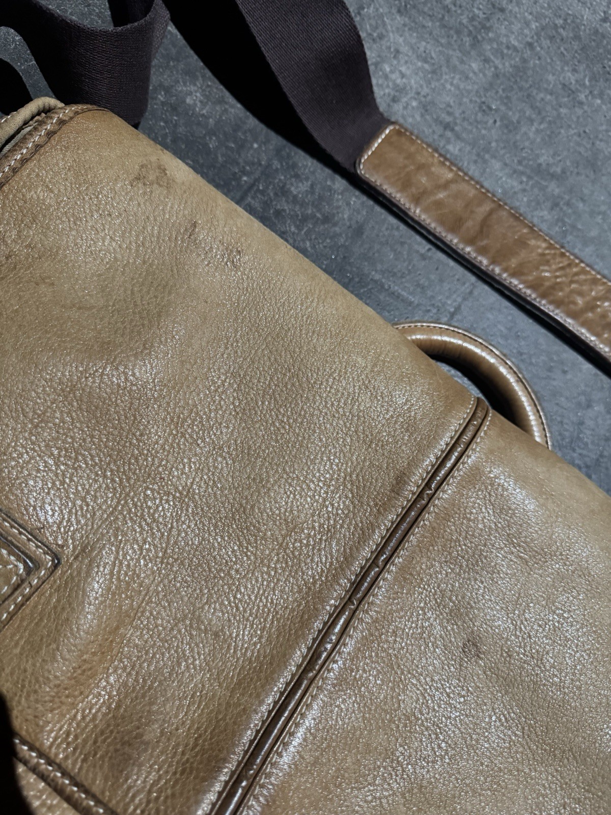 Vtg LL Bean Leather Laptop Messenger Briefcase Bag Tan Brown Expandable Preppy