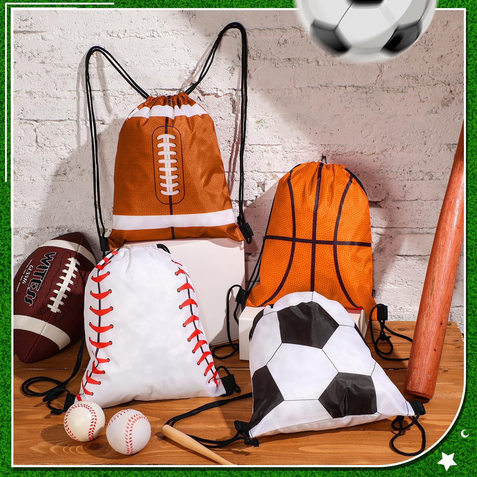 36 Pcs Sports Drawstring Bags Set Bulk 12×10 in Goodie Gift Bags for Events