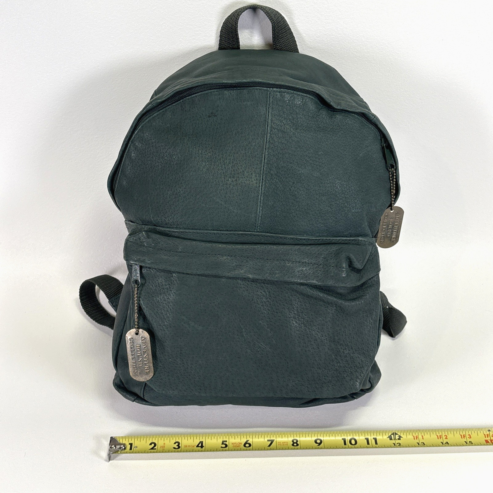Wilson’s Adventure Bound Green Leather 2 YKK zippered pocket backpack Sunkissed