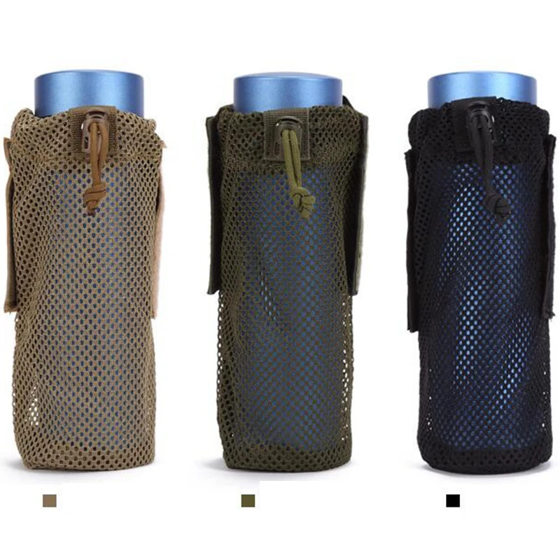 Tactical Molle Water Bottle Holder Outdoor Cycling Hiking Mesh Storage Bag