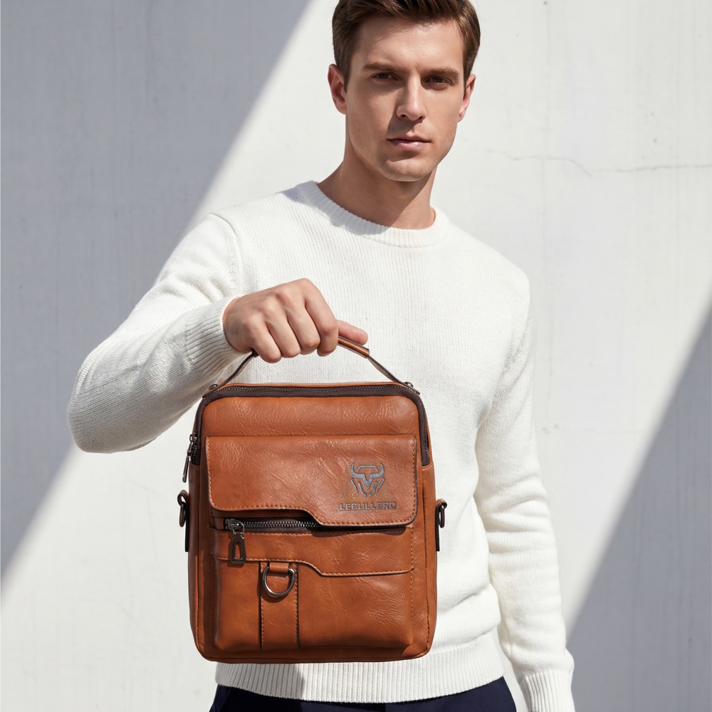 Men’s Leather Crossbody Bag Shoulder Bag Handbag Casual Business Sling Bag