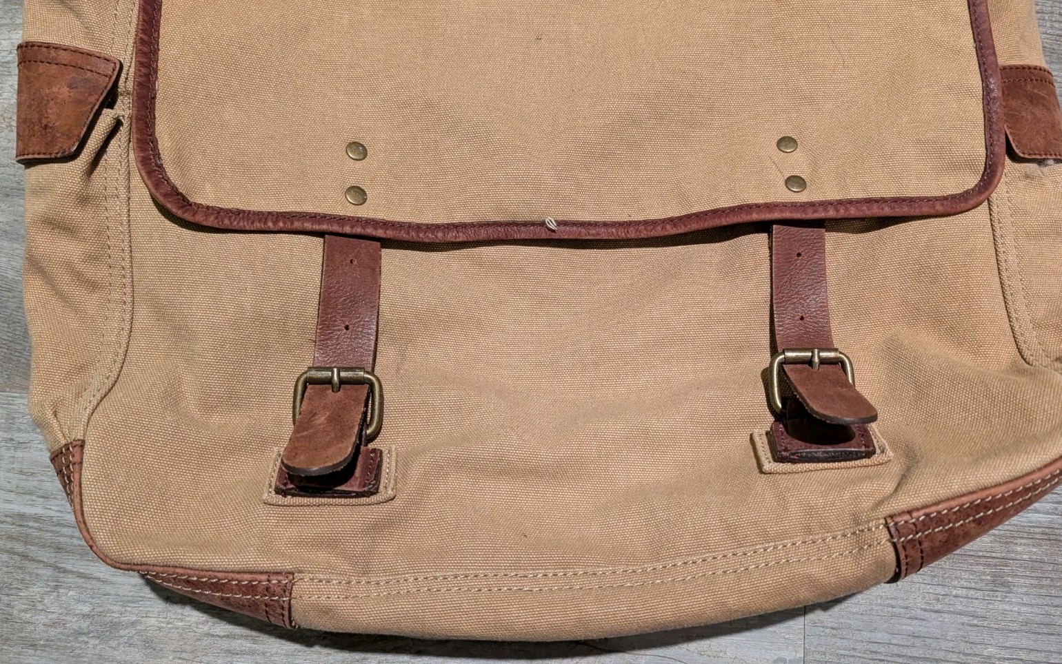 J Crew Dry Goods Abingdon Canvas Messenger Bag Cotton Leather Trim Shoulder Bag