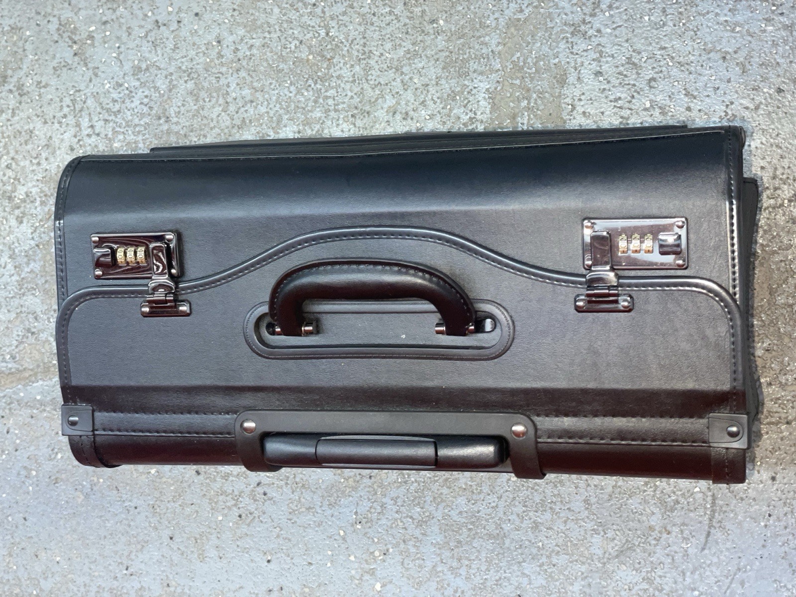 Alpine Swiss Roller Laptop Briefcase Leather Wheeled Upright Black New NOS