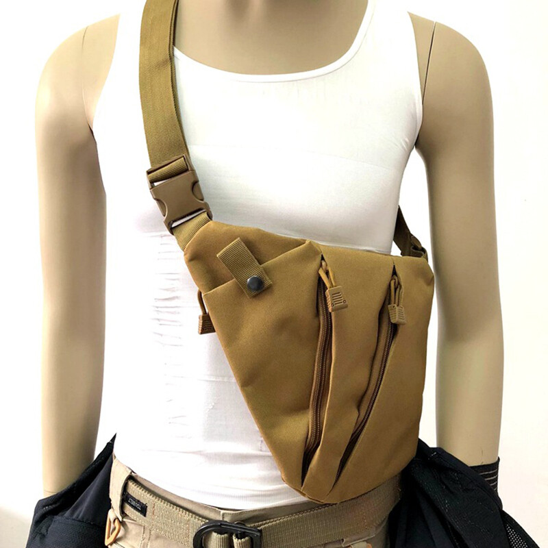 Men Shoulder Bag Tactical Handgun Storage Holster Left Right Chest Bag Pack Tan