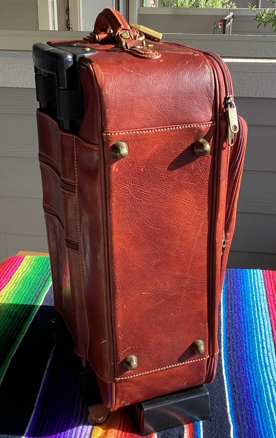Vintage THE BRIDGE Leather Rolling Trolley Bag Distressed Hand Made In Italy