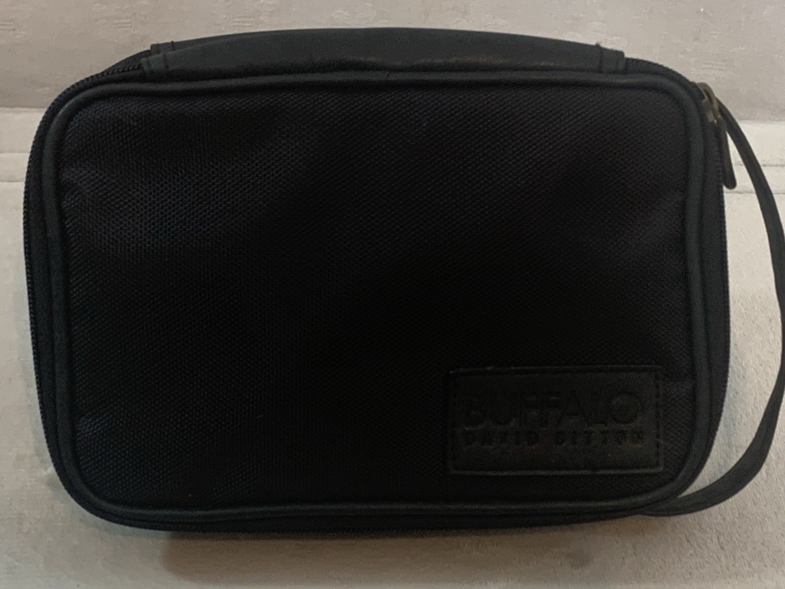 MINT! Mens Buffalo Toiletries Bag David Bitton Black Faux Leather Polyester Mesh