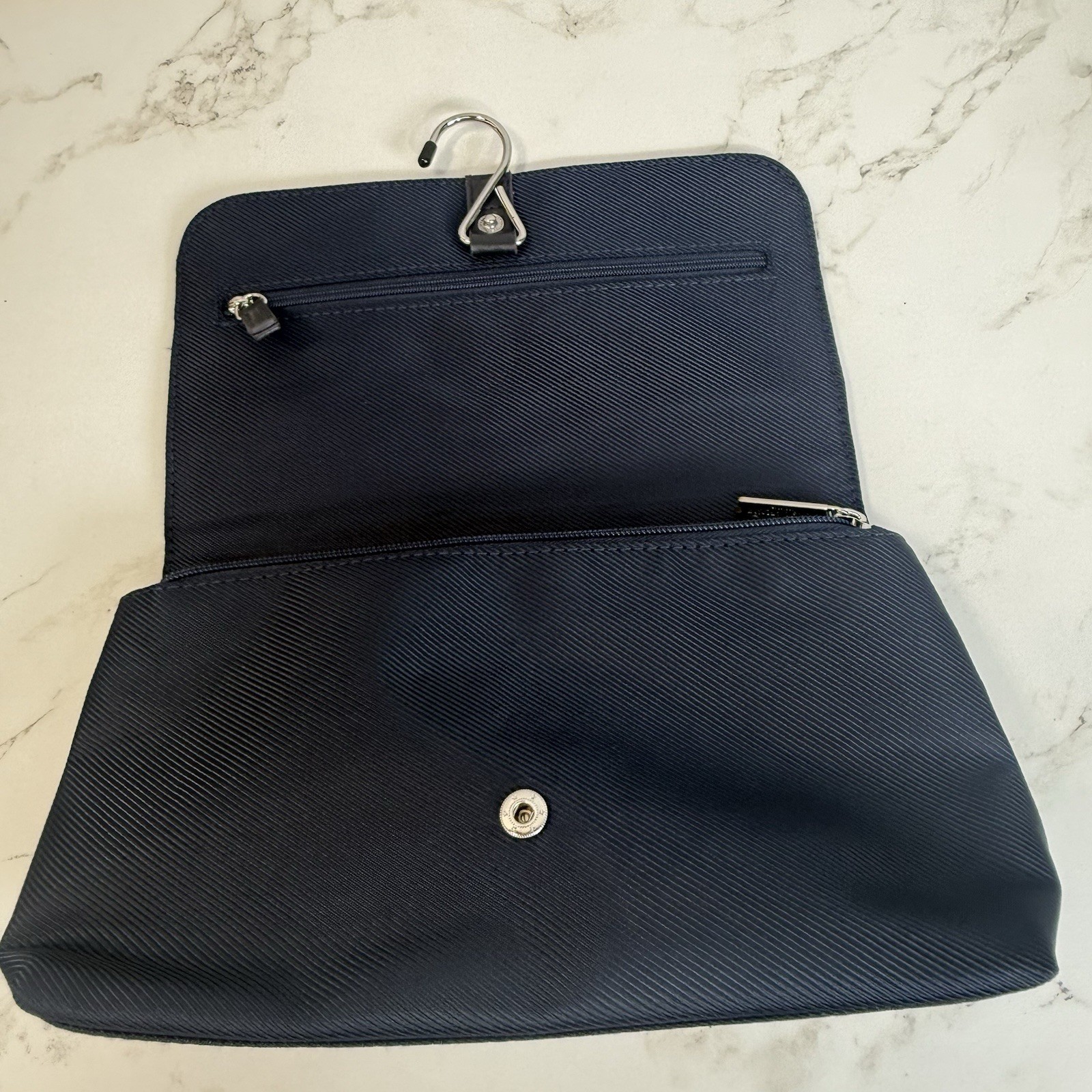 Giorgio Armani HANGING Toiletry Bag Travel make up Pouch Navy Blue New Dust Bag