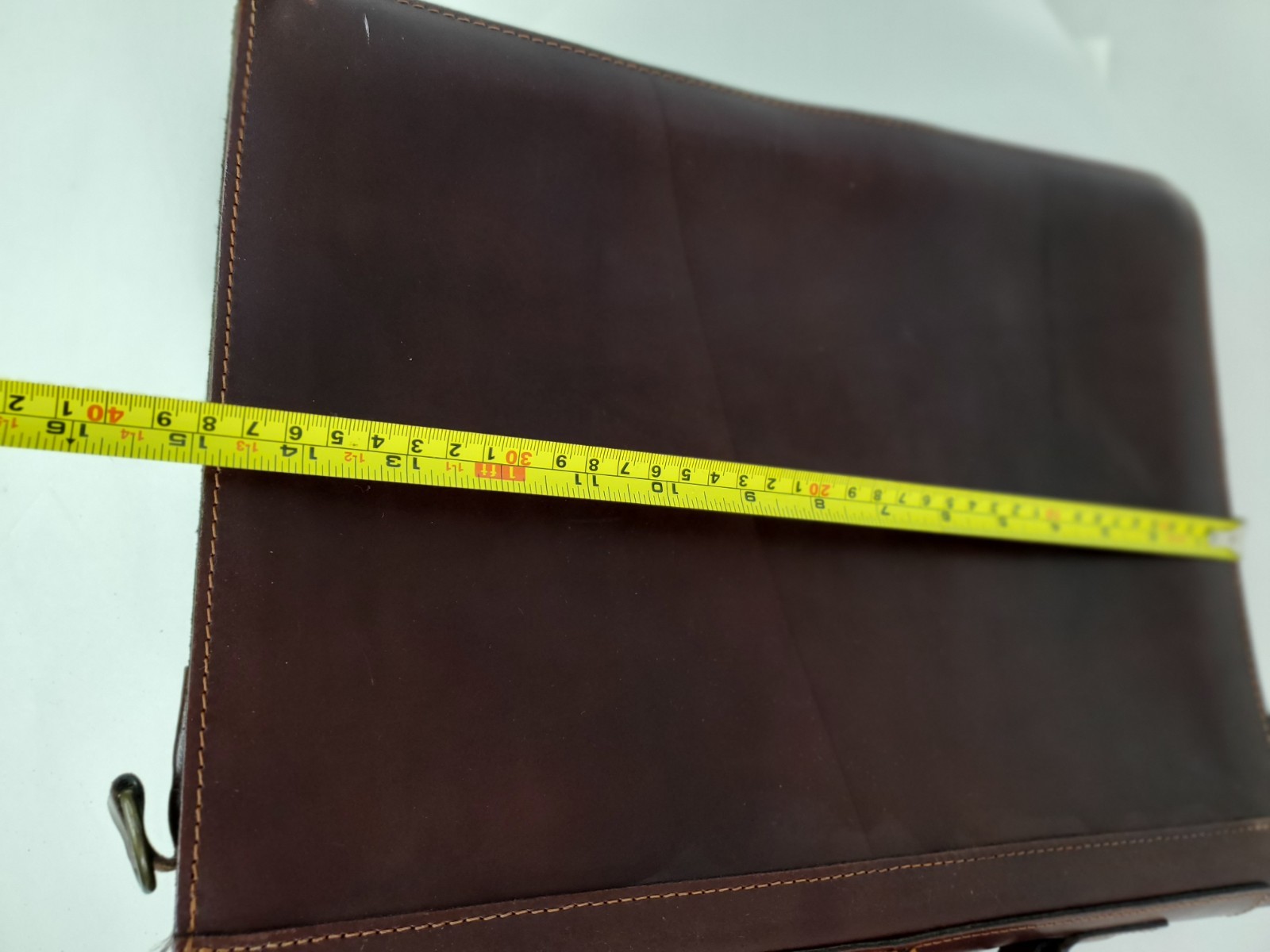 Tan Brown Leather Breifcase Genuine Vintage HandMade In Greece 15 X 11