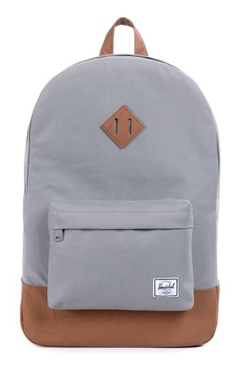 Herschel Heritage Backpack, Grey/Tan Synthetic Leather, Classic 21.5L 1035