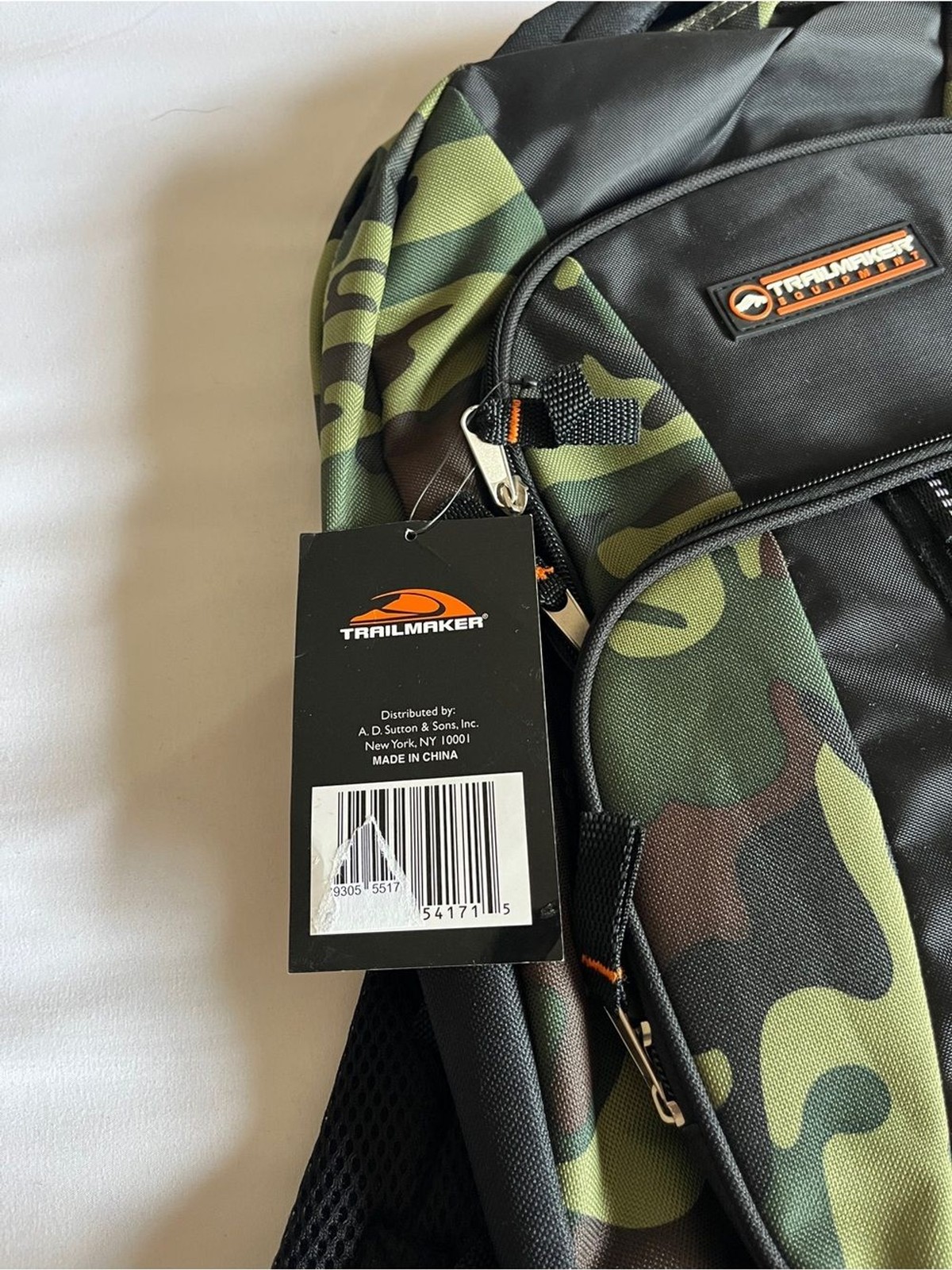 Brand New Trailmaker Camouflage Backpack Green/Black School Travel Bookbag
