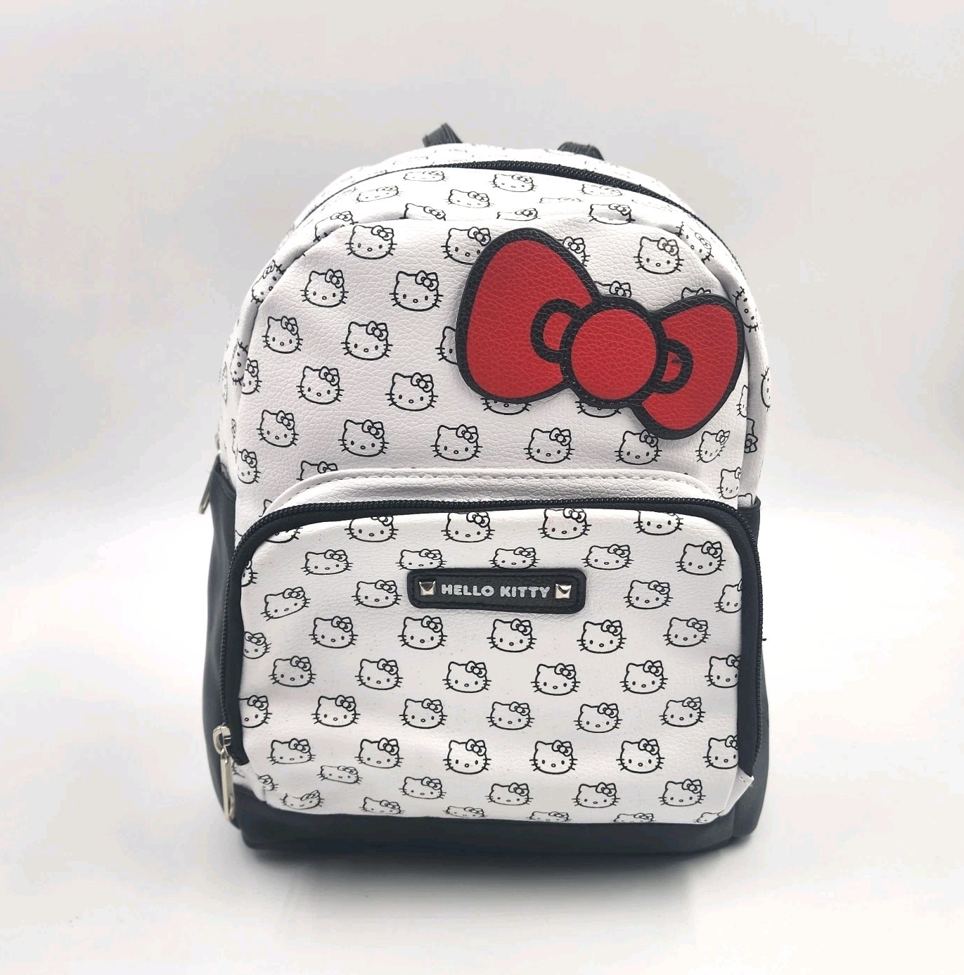 Hello Kitty Mini Backpack Purse Black White Red Bow 10″ New