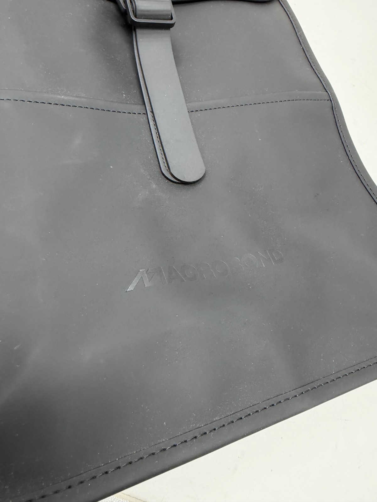 Rains Black Waterproof Laptop Backpack Matte Rucksack Macrobond Logo Minimalist