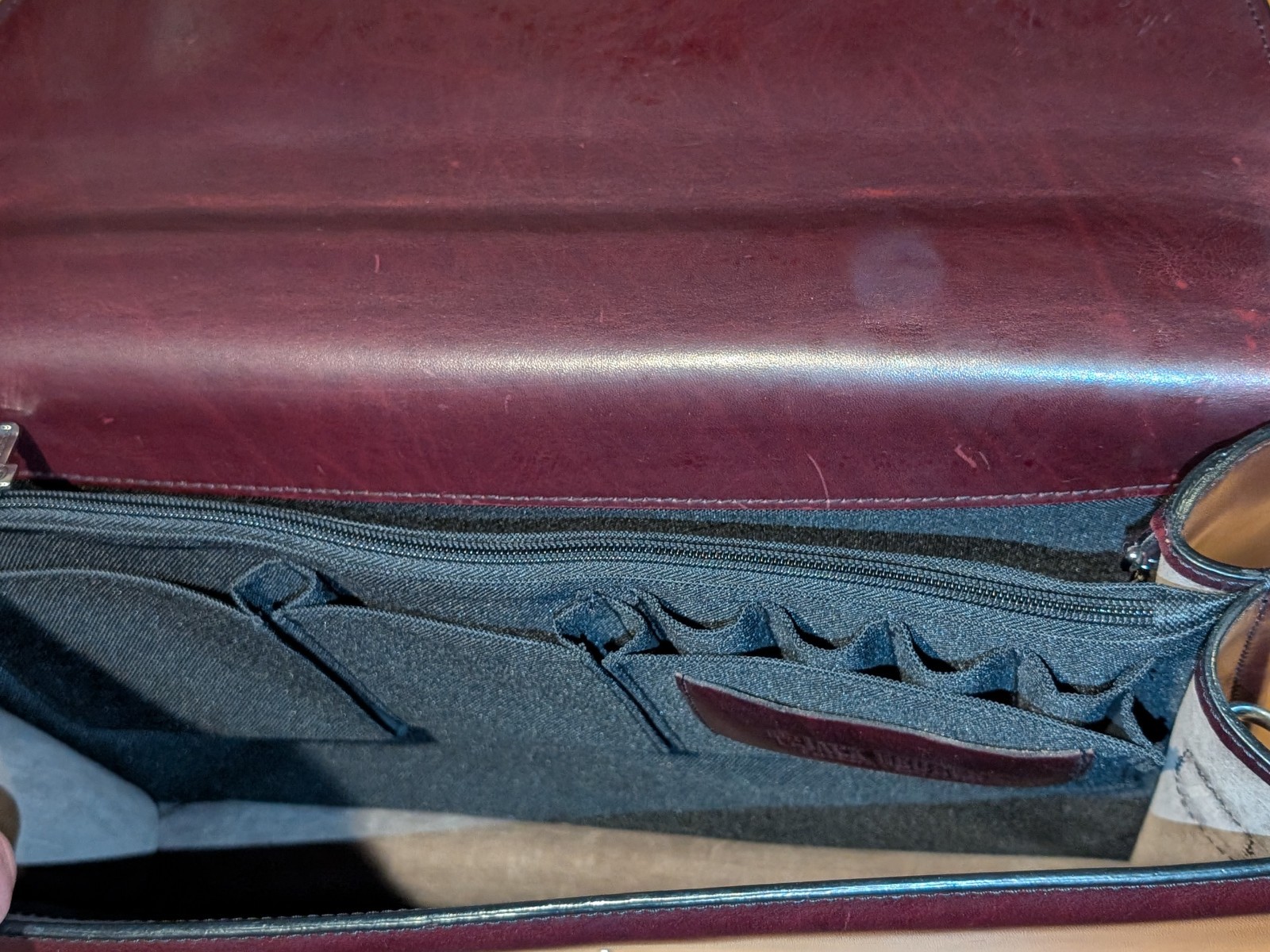 VTG Burgundy Leather Briefcase Jack Georges Originals Lockable w strap & key