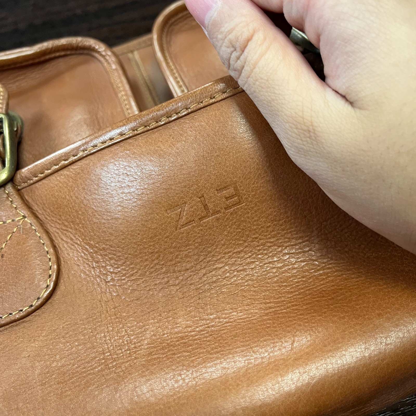 ETZ Men’s Bag Size M Brown Leather Satchel Briefcase Laptop Shoulder Strap