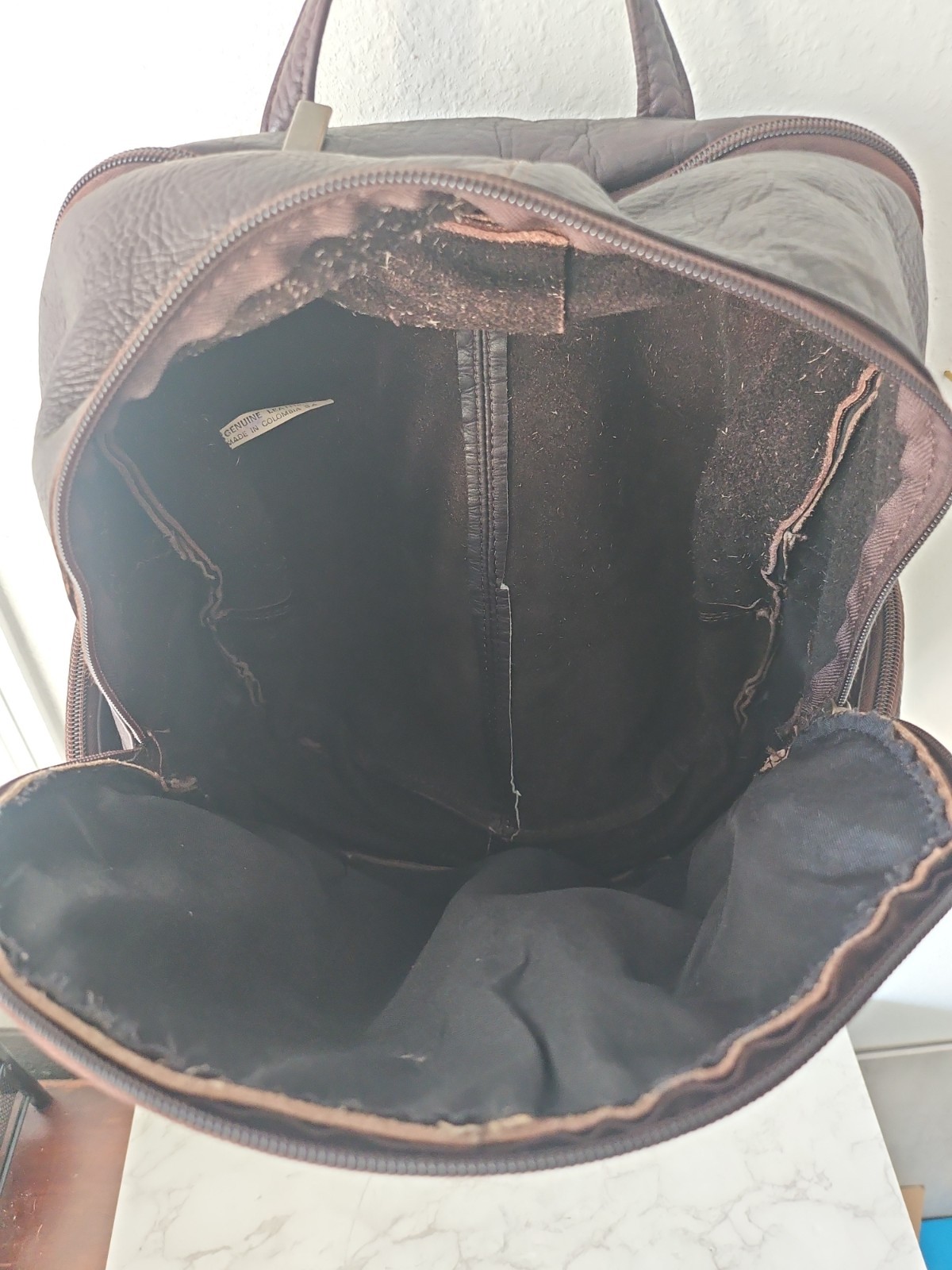 Vtg Piel Soft Leather Backpack Y2k Minimalist Made In Columbia Travel Day Bag