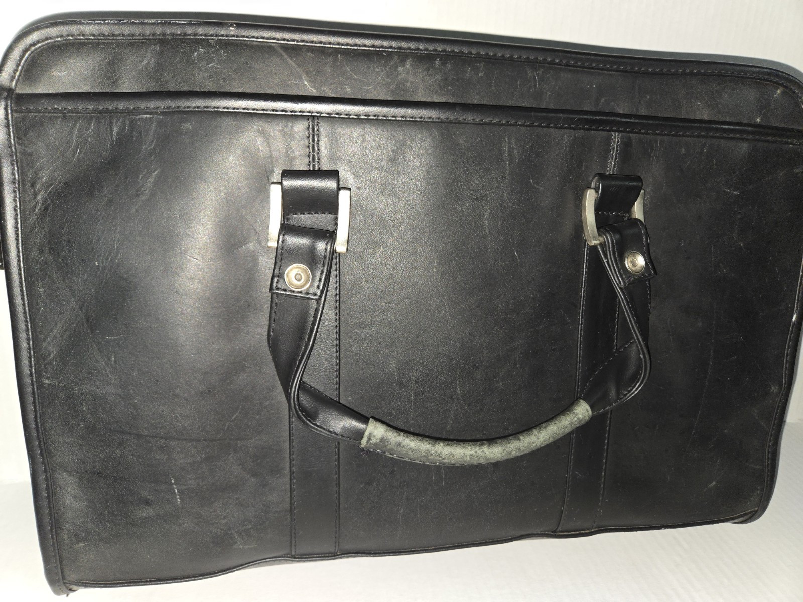 Vintage Bill Blass Black Leather Laptop Portfolio Briefcase Bag Satchel Preowned