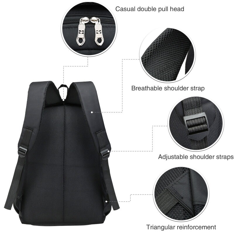 Men’s Waterproof Backpack Laptop Bag for Work Travel School USB Charging Port