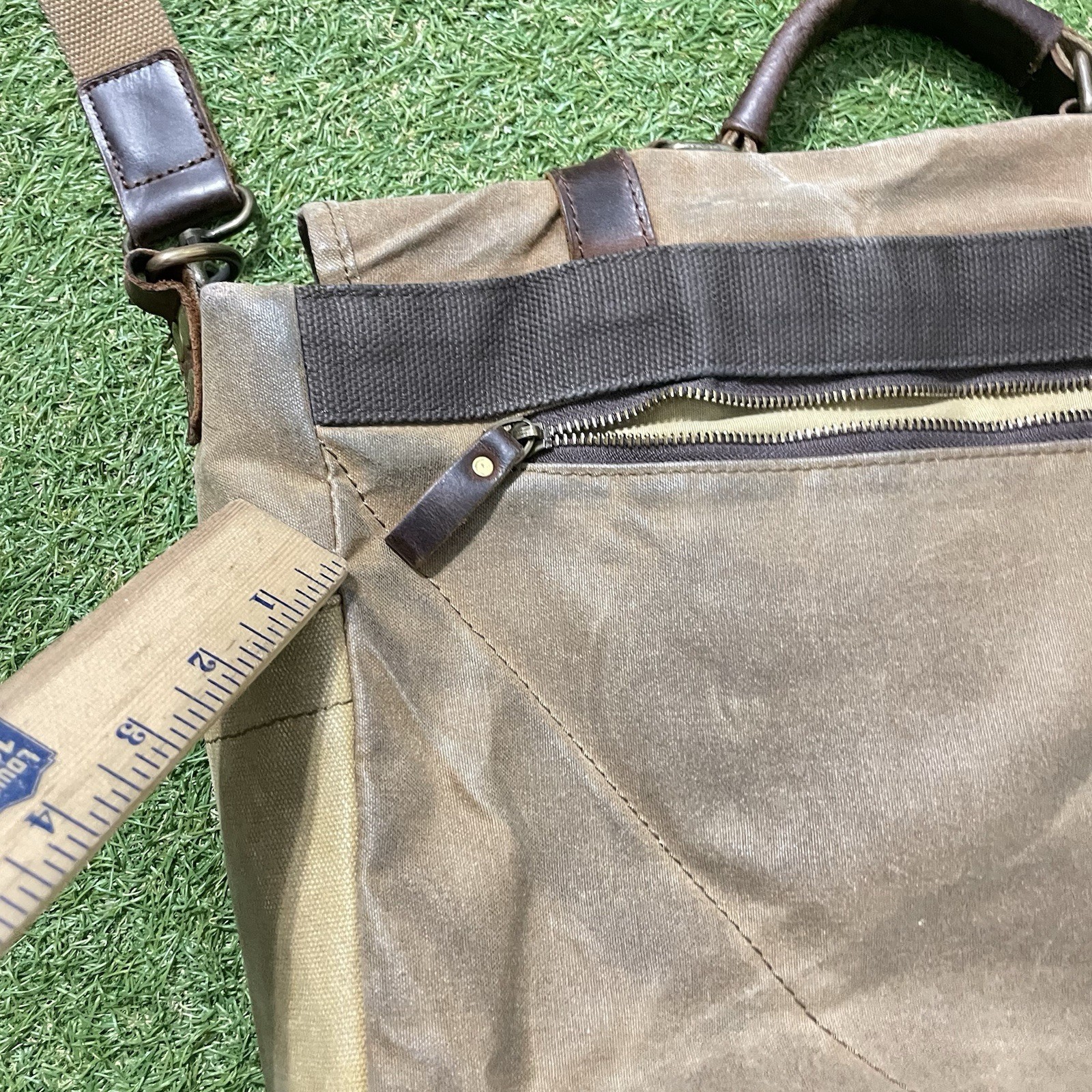 Newhey Messenger Bag Leather Canvas Laptop Retro Professional Shoulder Strap