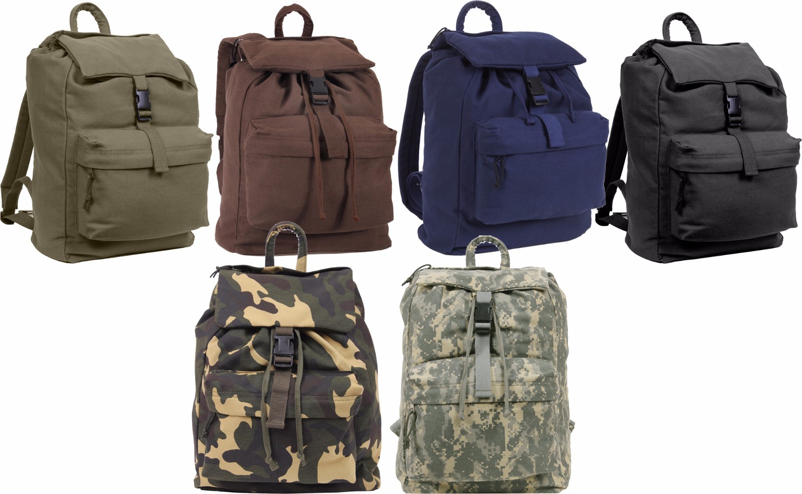 Rothco Canvas Day Pack Camo Backpack Army Knapsack Rucksack Work School Bag