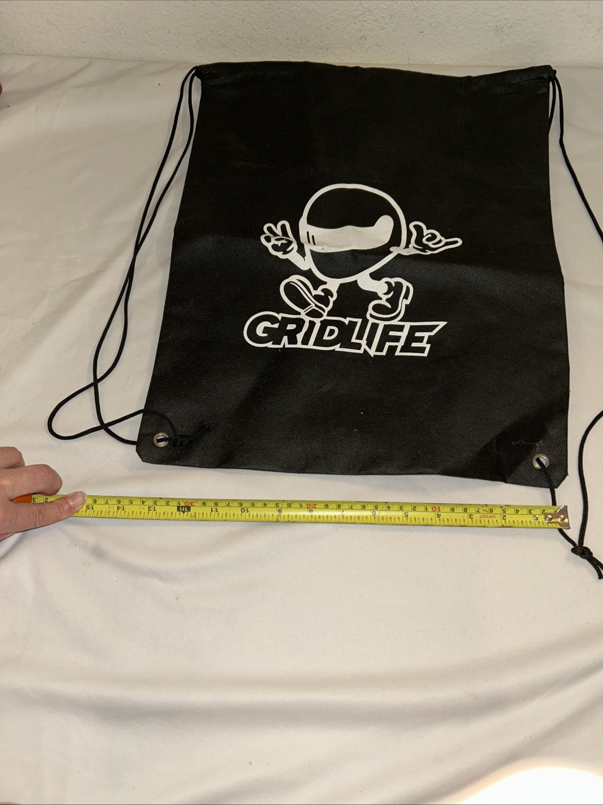 17×13.5 Gridlife Black DrawString Bag