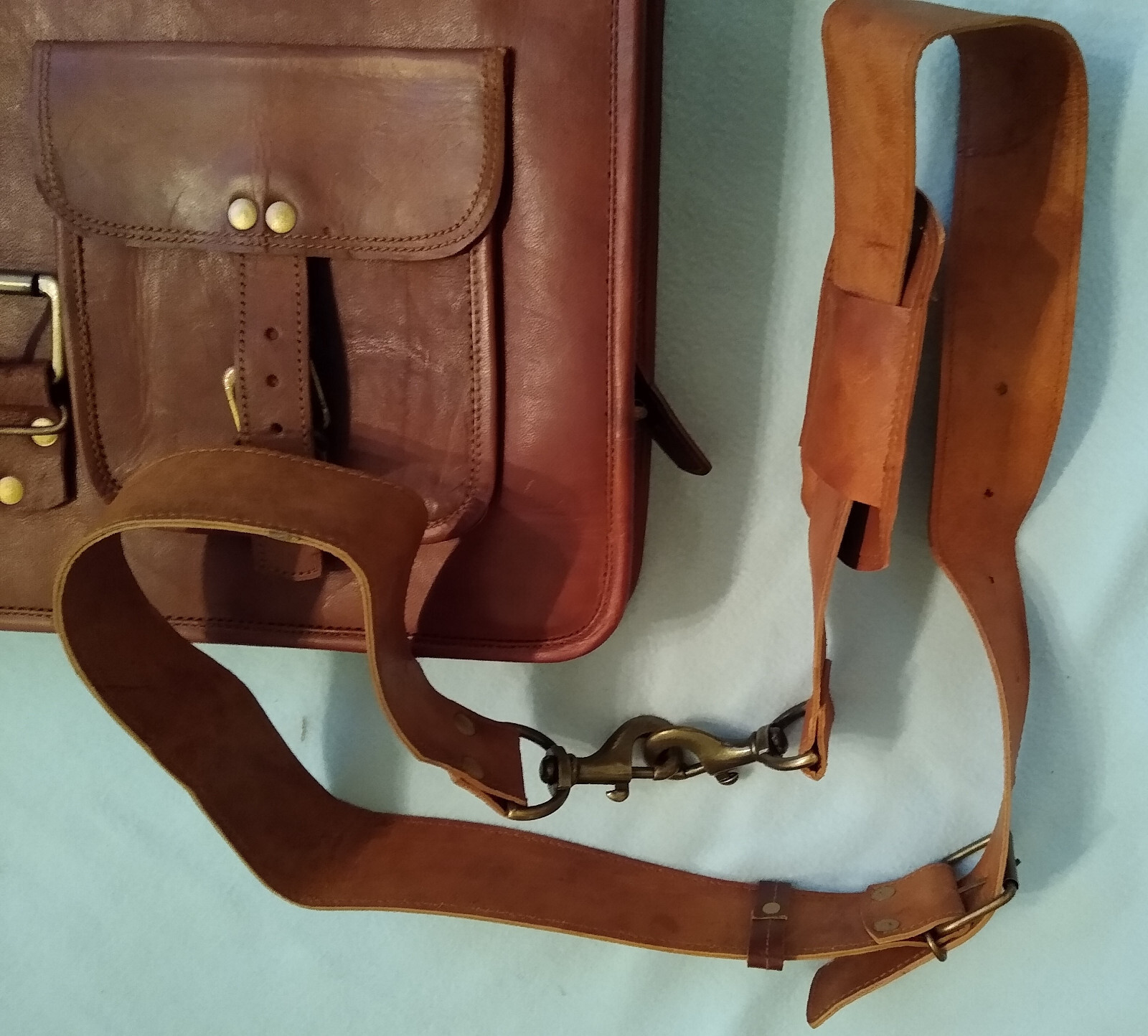 Leather Briefcase 18in x-Large Vintage Style  Bag for Laptop Cuero  Brown