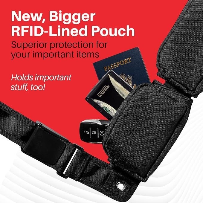 Totinit Black Edition Modular Crossbody Strap Bag RFID Blocking Travel Pouch NEW