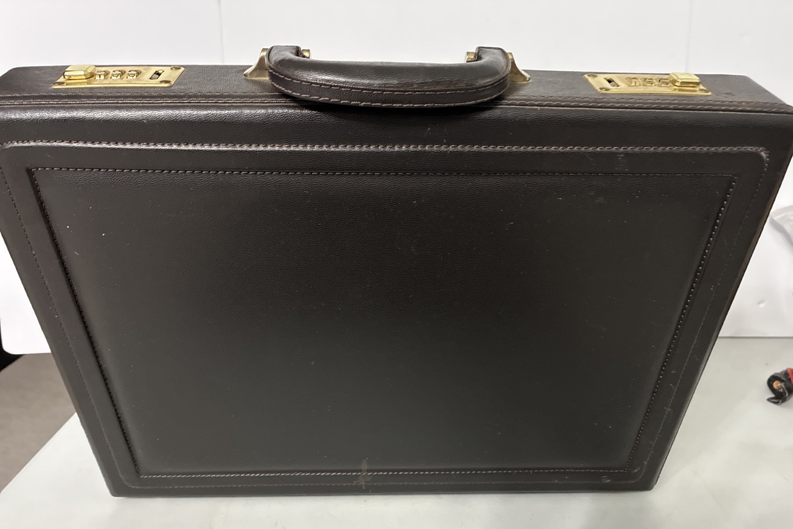 Vintage Leather Briefcase L A Brief Brown In Color, Accessory Pockets, Inside.