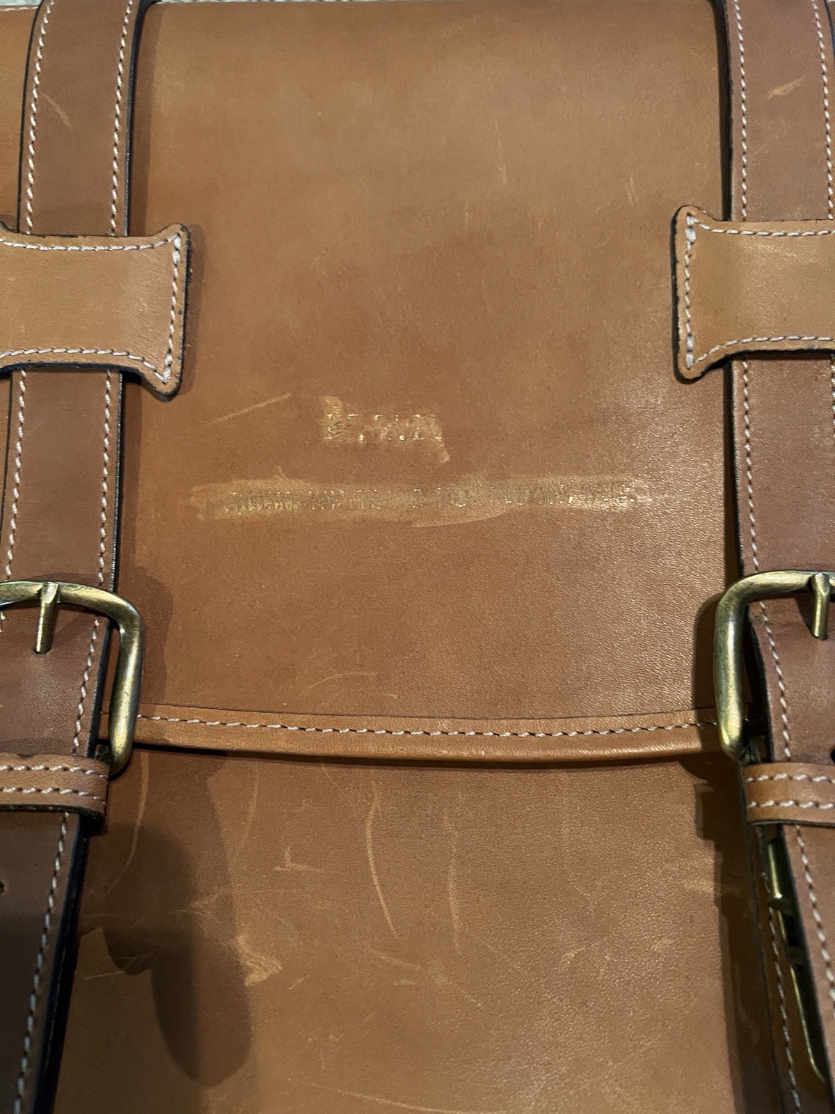 Vintage Korchmar Brown Tan Belted Leather Briefcase Work Bag Made In USA CLEAN!