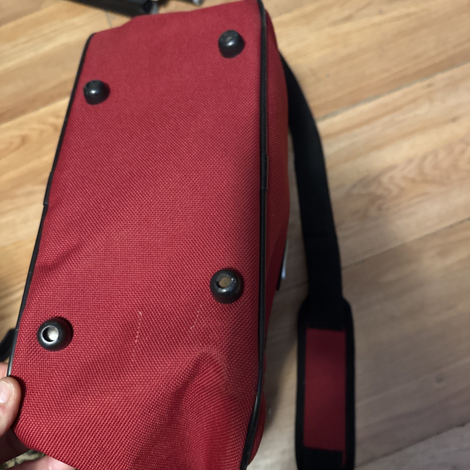 Protocol Messenger Bag Red 10in x 12in x 6in water resistant crossbody strap