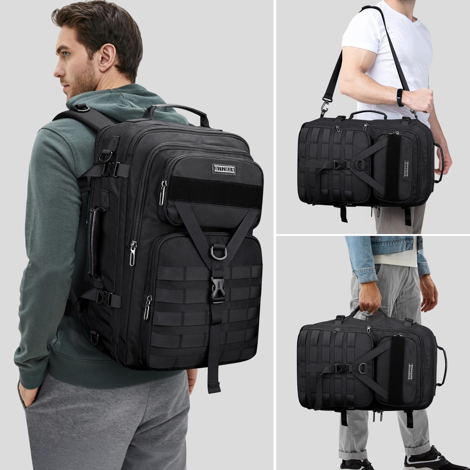 Large 45L Convertible Travel Backpack for Men – Fits 17″ Laptop, Airline Approve