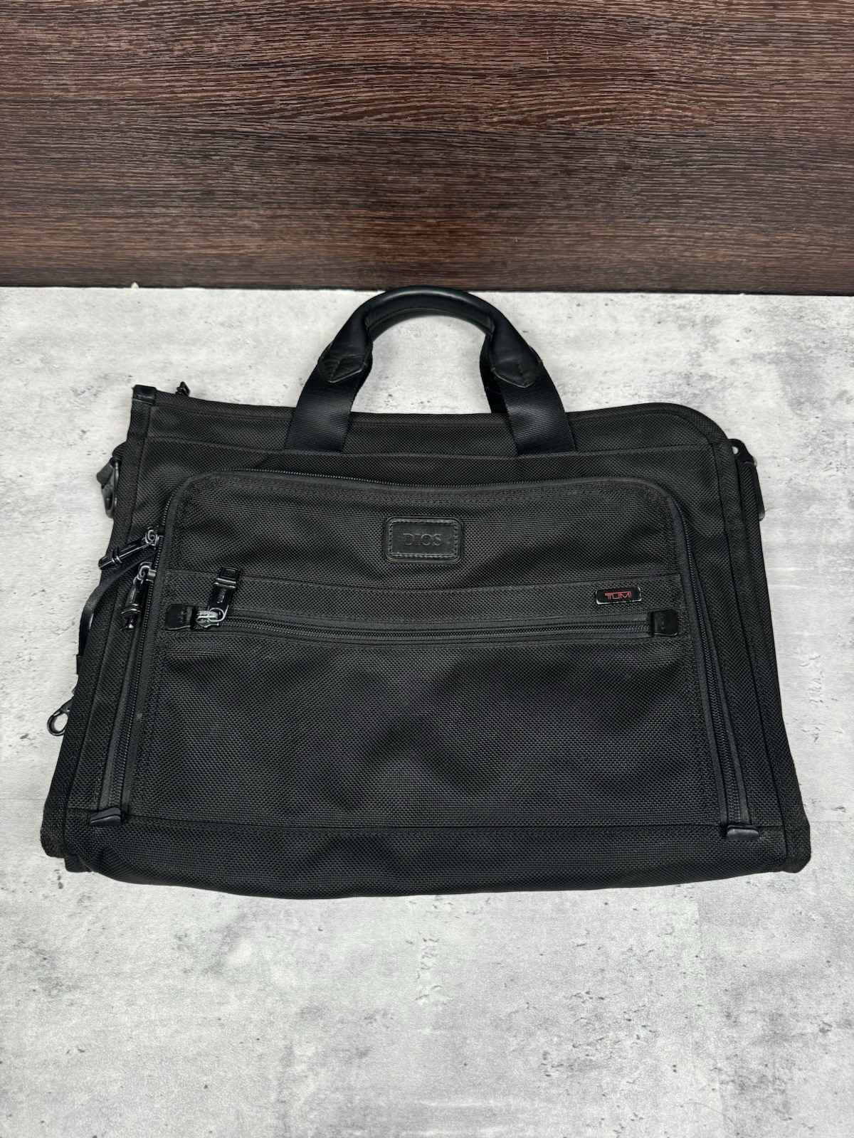 TUMI Business T-Pass Laptop Briefcase Black Ballistic Nylon – 15.5×12.5″