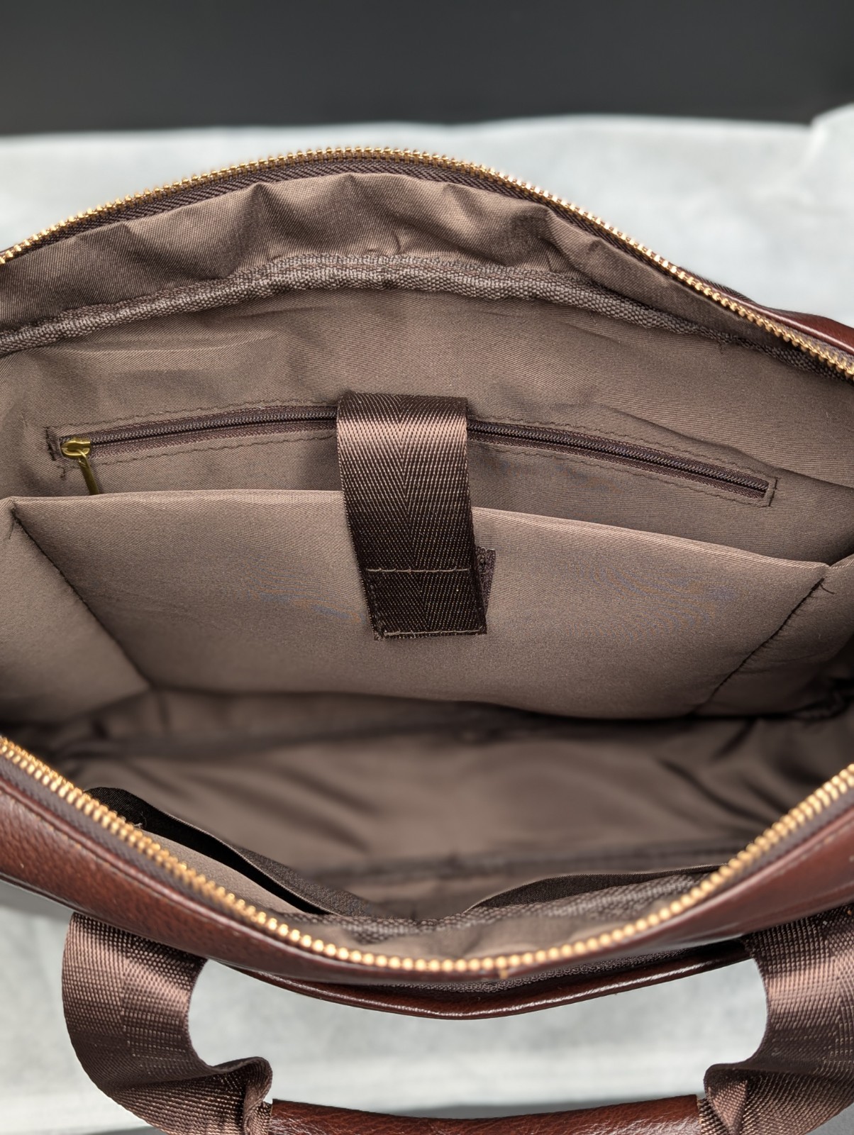 Men Genuine Cowhide Leather Briefcase Document Bag Coffee Color Brand New