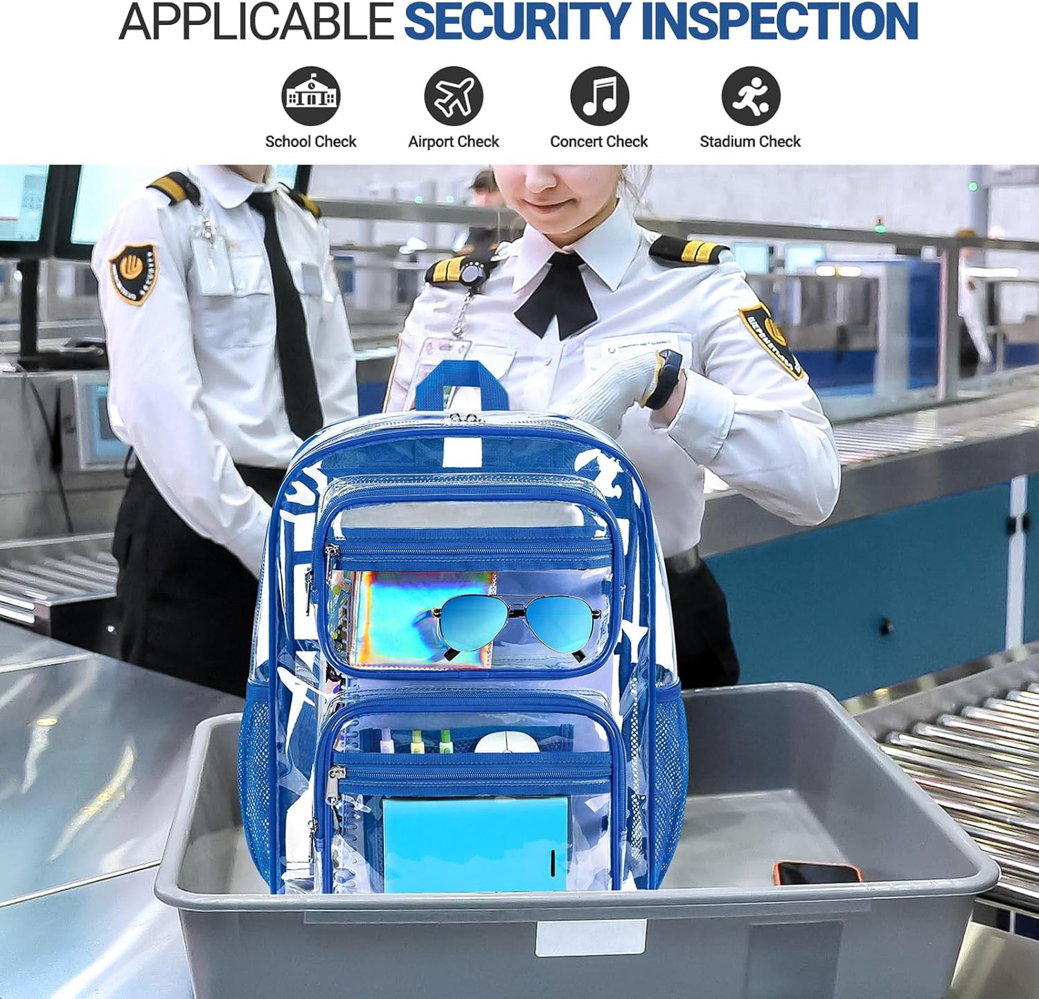 Heavy-Duty Clear Backpack for School and Work, Large Transparent Bag with Reinfo