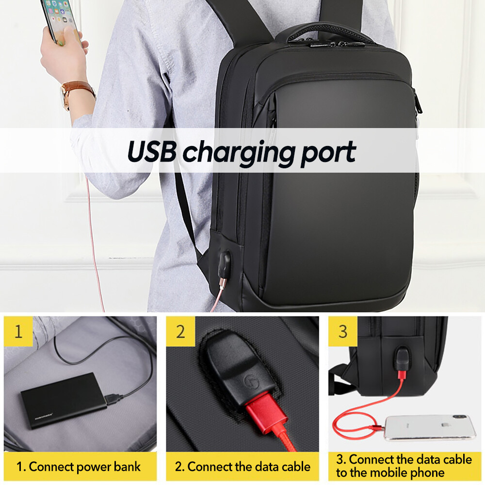 Men Backpack Anti-theft School Bookbag Travel 15.6″ Laptop Bag Rucksack USB Port