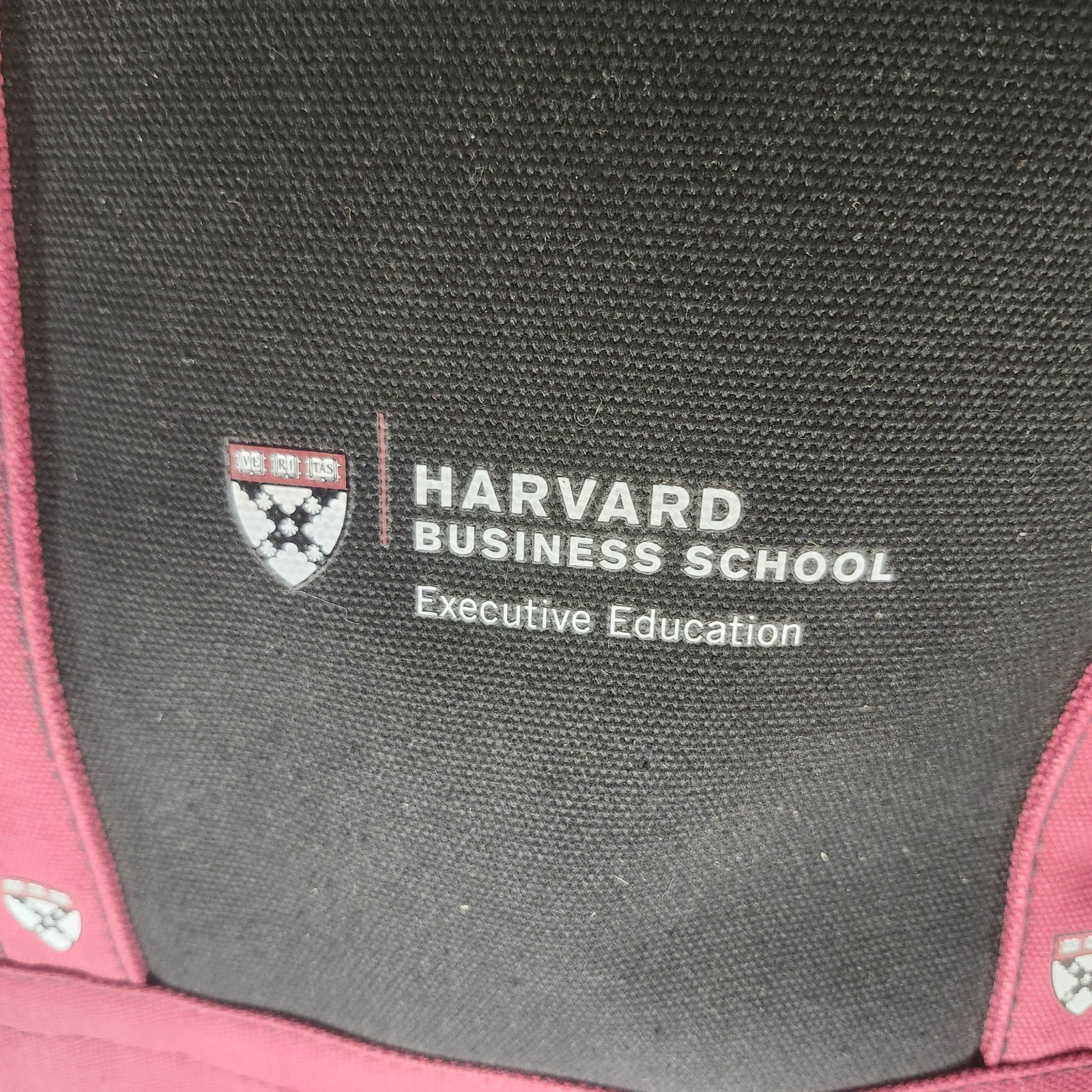 Harvard Business School Black Maroon Executive Education Canvas Fabric Tote Bag