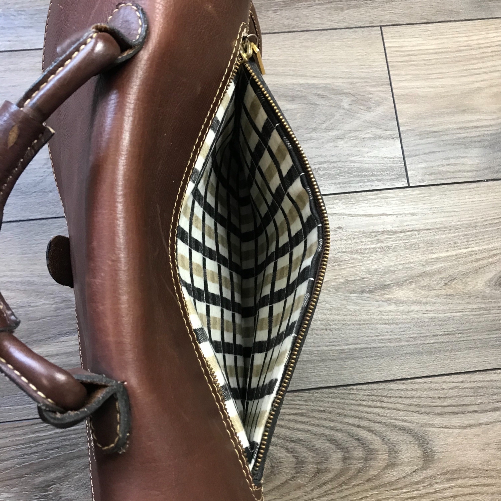 Vintage Rugero Brown Leather Messenger Bag Briefcase Removable Strap Lock & Key