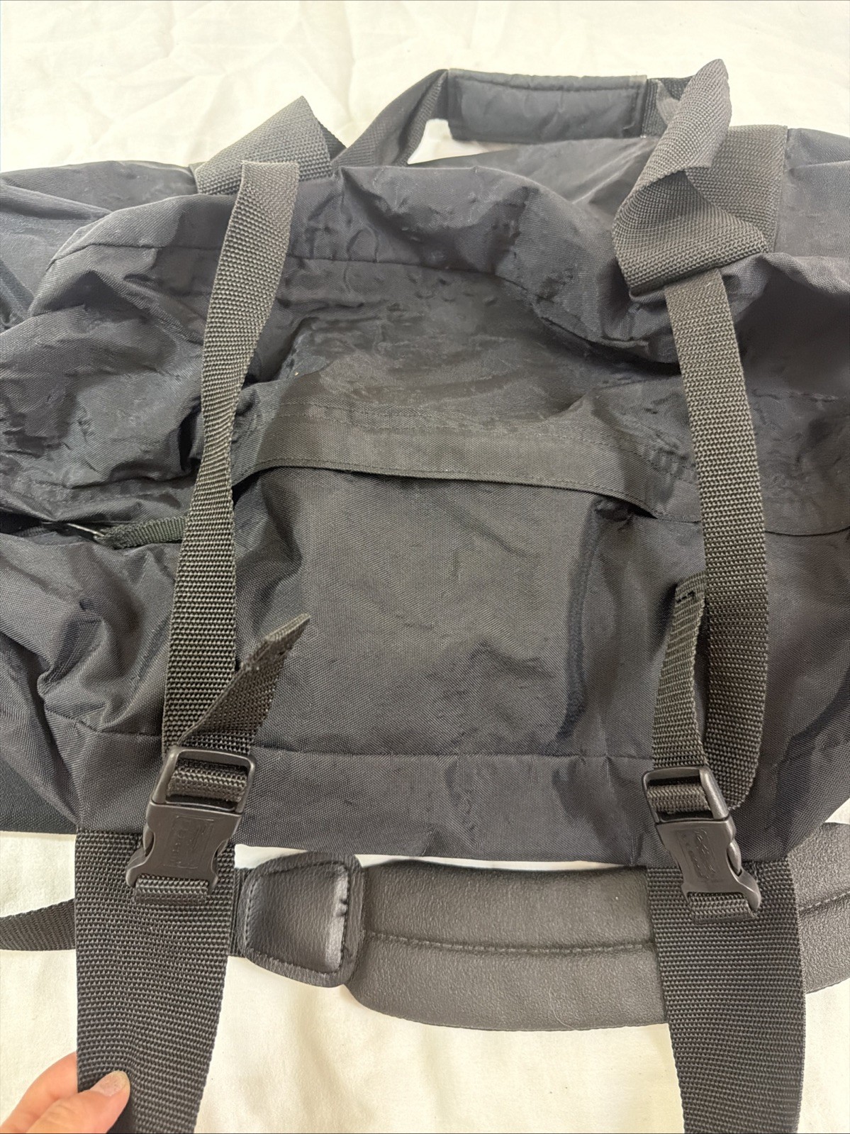 LL Bean Black Duffle Bag With Shoulder Strap Large 33x18x11