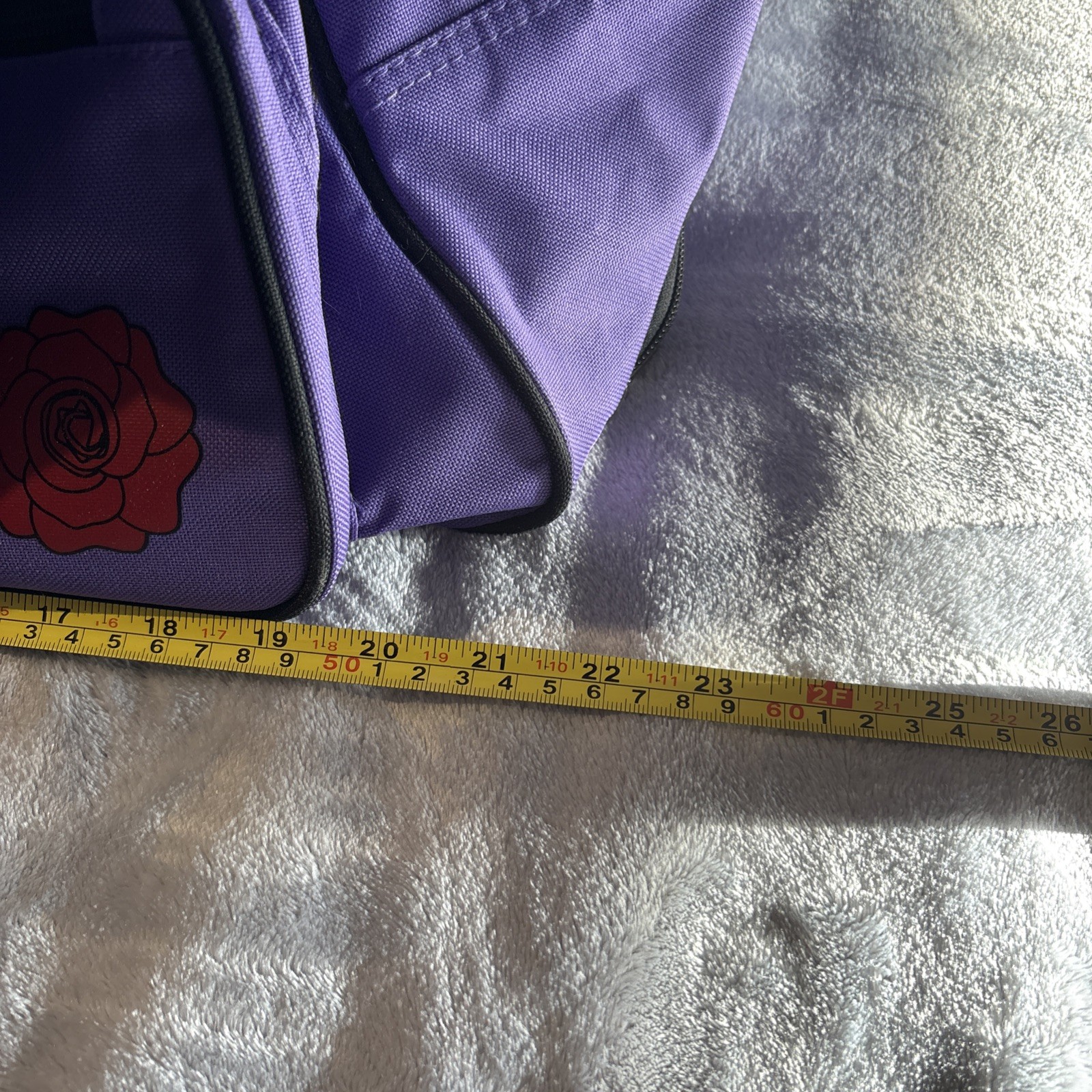 ANNA SUI Roling Luggage Carry On Duffle Bag Purple W Butterfly Red Roses Read
