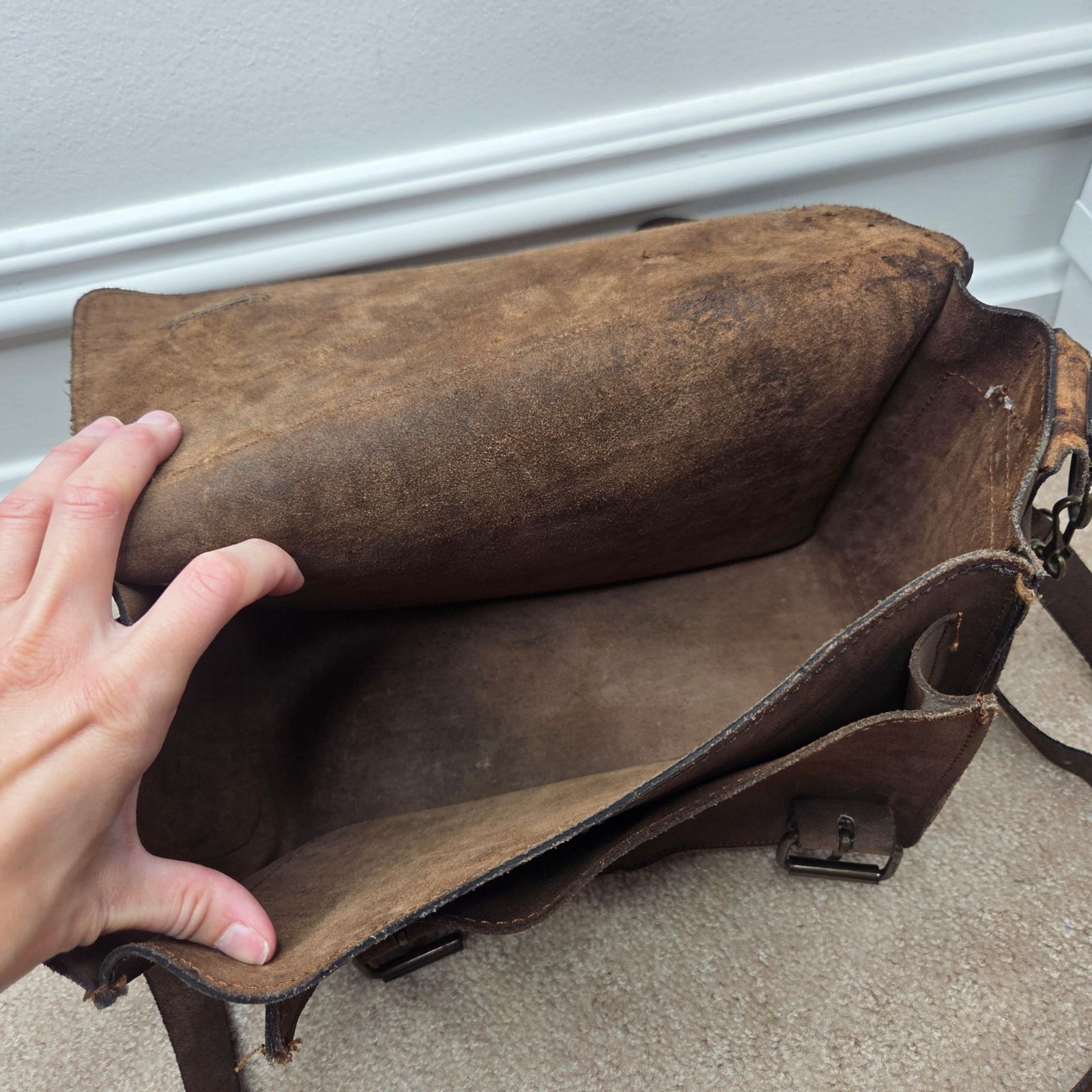 Handcrafted Brown Leather Shoulder Bag Messenger Saddlebag Made in Greece