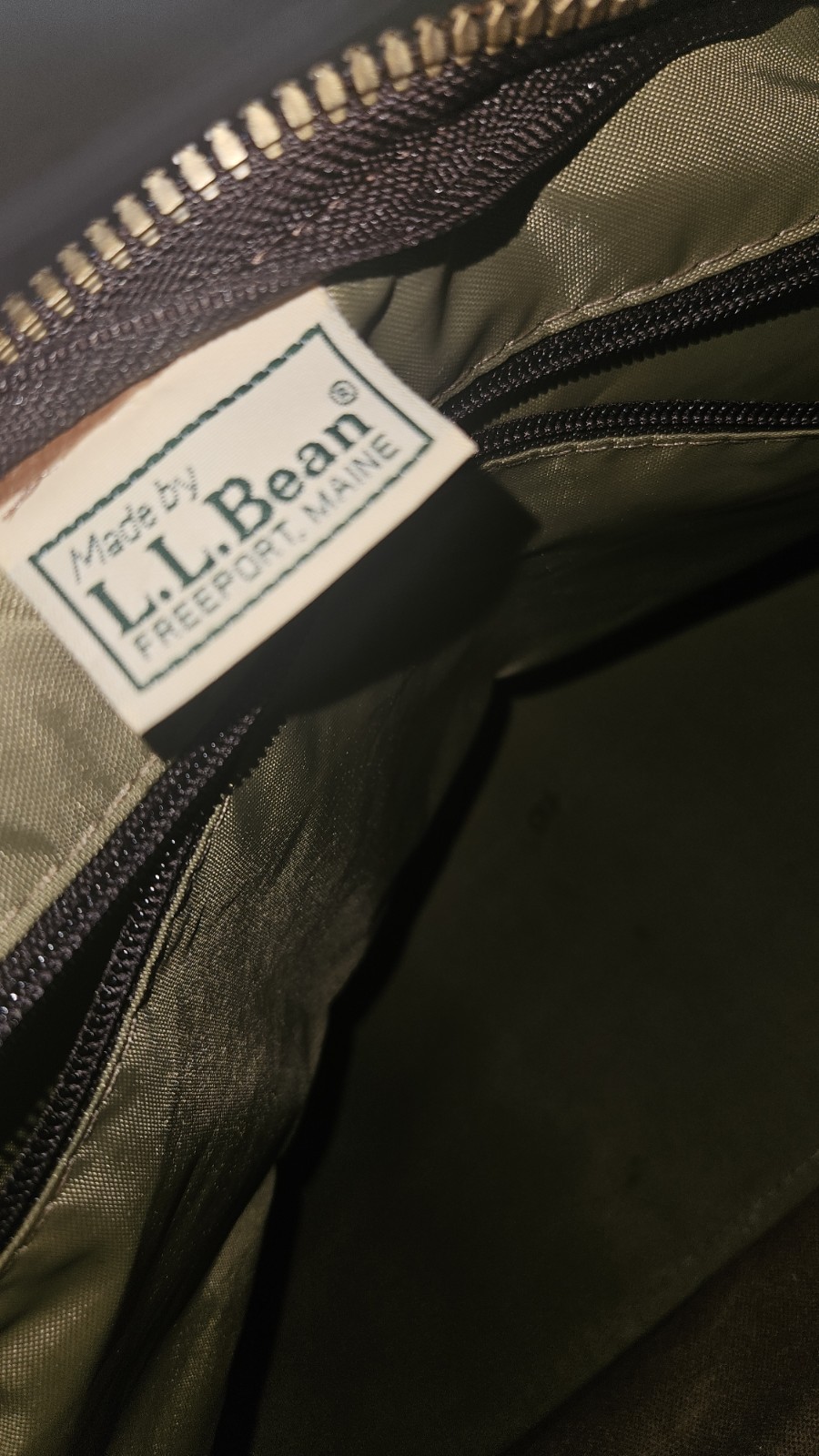 Vintage L.L. Bean Large Canvas & Leather Duffle Bag – Green Army