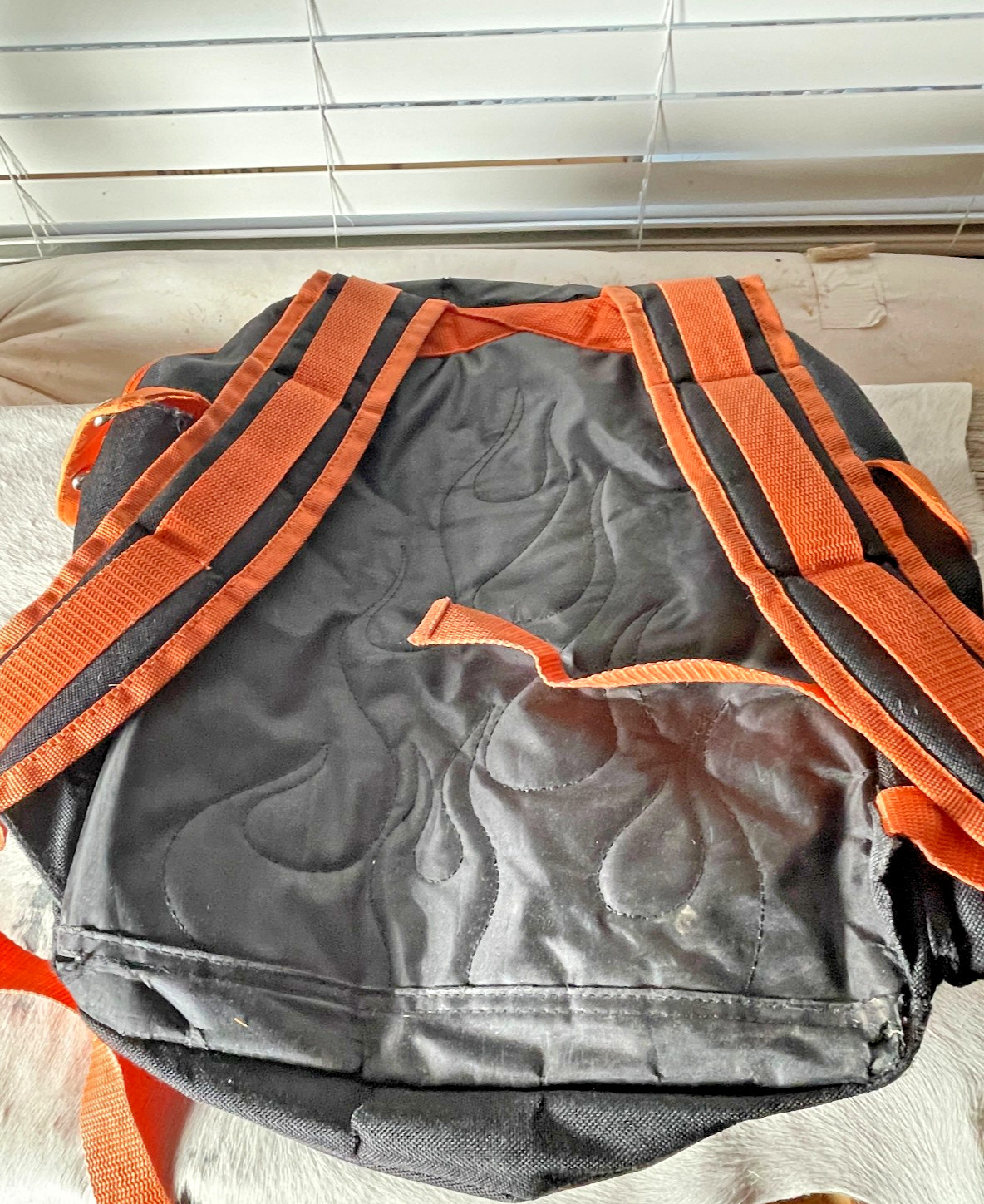 Harley Davidson Backpack 19 x 15 in Black Orange Zip Pockets Embroidered