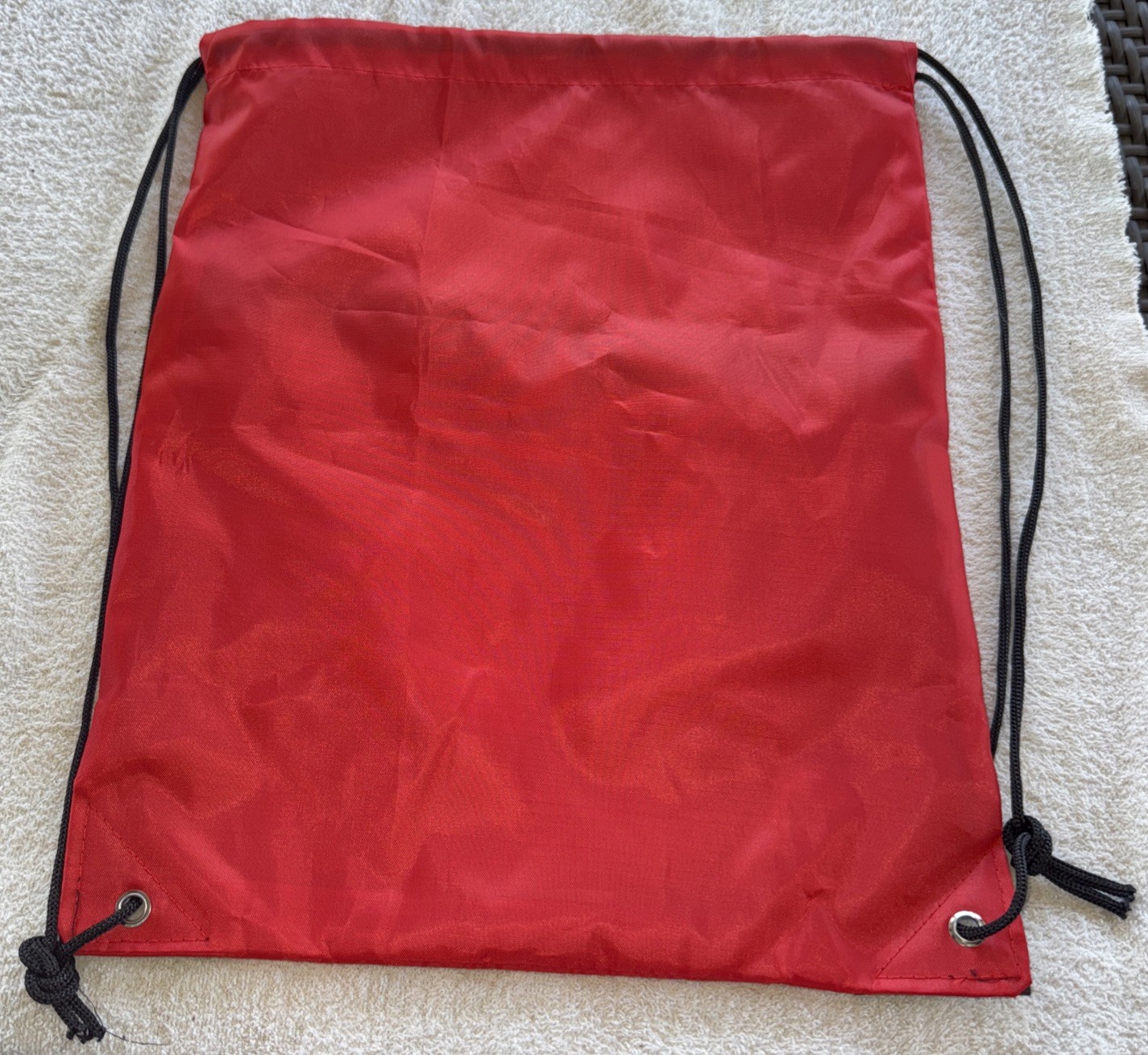 Bar’s Leaks Red Nylon Pull-string Zipper Backsack Backpack With Cable Hole