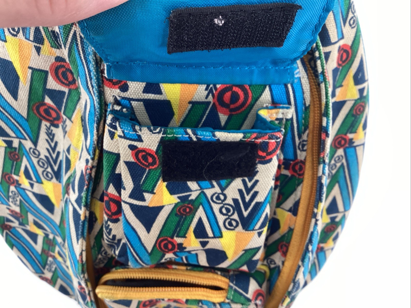 Kavu Rope Sling Crossbody Backpack Cotton Multicolor Geometric Design Light Blue